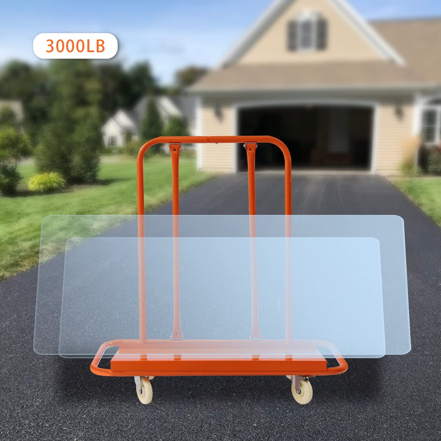 TFCFL Drywall Cart Dolly 3000Lbs Weight Capacity Heavy Duty Drywall Sheet Cart & Panel Dolly with 4 Swivel Wheels, Panel Dolly Handling Plywood Sheetrock Glass and Windows Service Cart