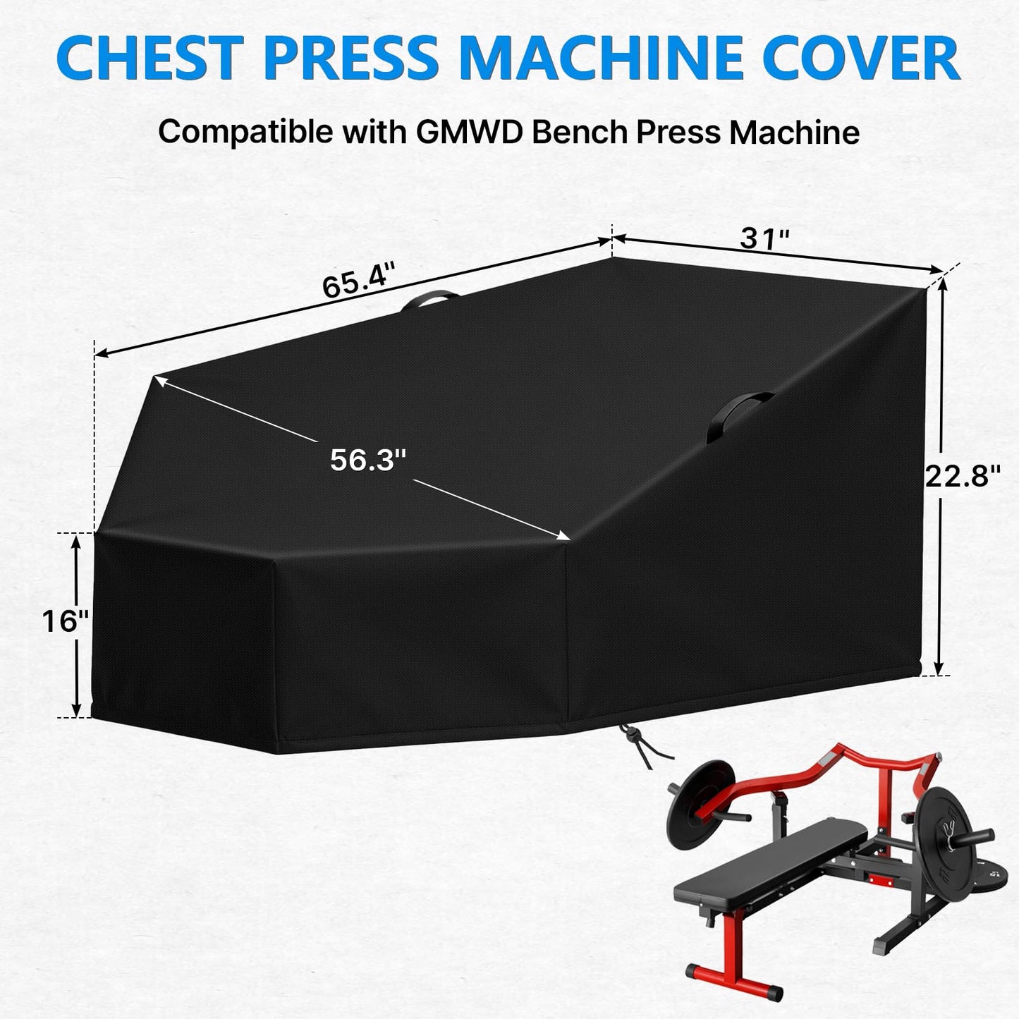 Letsteel Leg Extension and Curl Machine Cover compatible with GMWD(Cover Only), 420D Chest Press Machine Cover, 65.4"L x 56.3"W x 26.8"H, for Home Gym Garage Leg Extension Machine/Fitness Equipment
