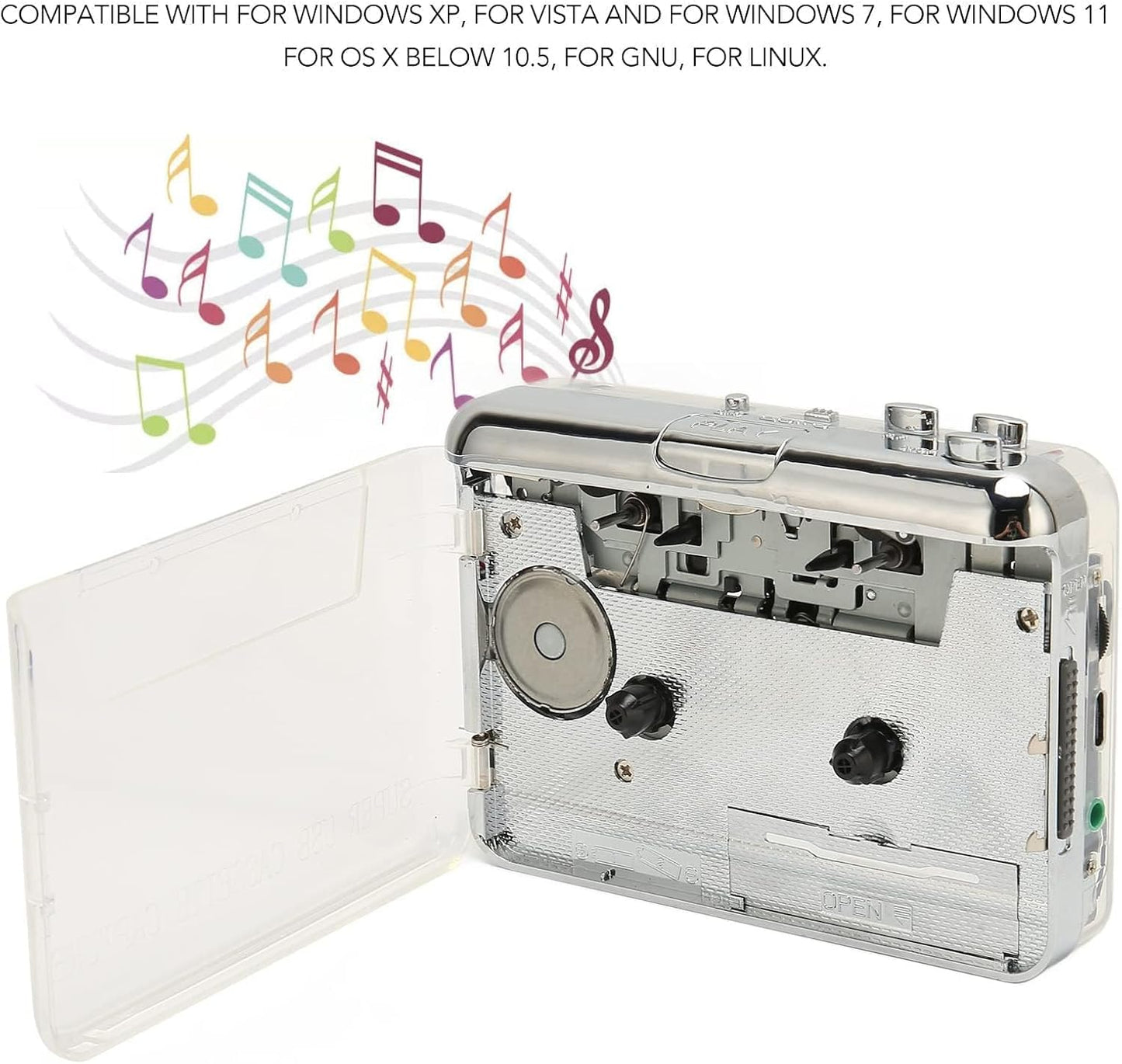 Kukyller Cassette Cassette Cassette Mp3 3.5mm Personal Player, Player to Converter Recorder Converter Audio Music