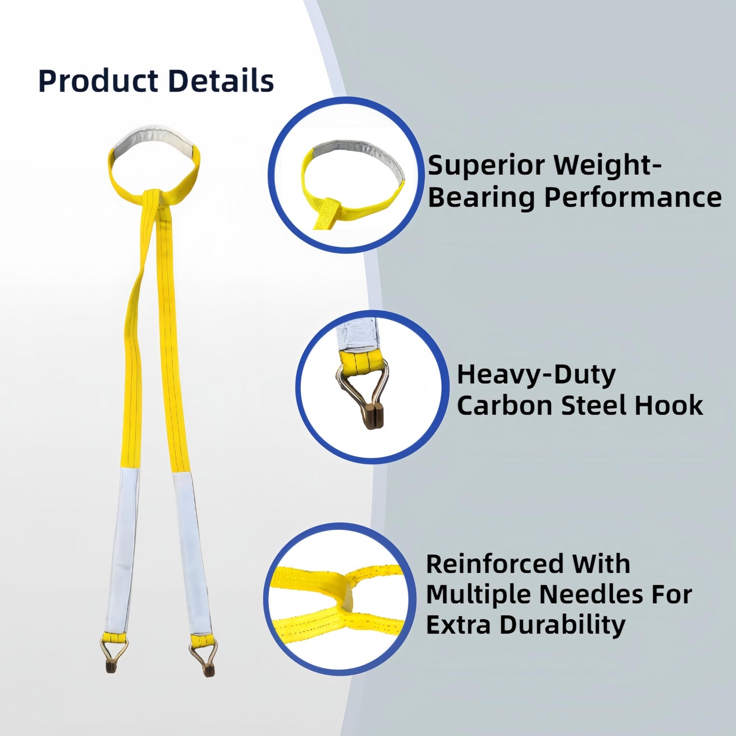 Lifting Sling Fit for Industrial Forklift Battery with 12" Wire Hook Lift Round Ring, Easy to Remove & Replace Forklift Batteries (Yellow)