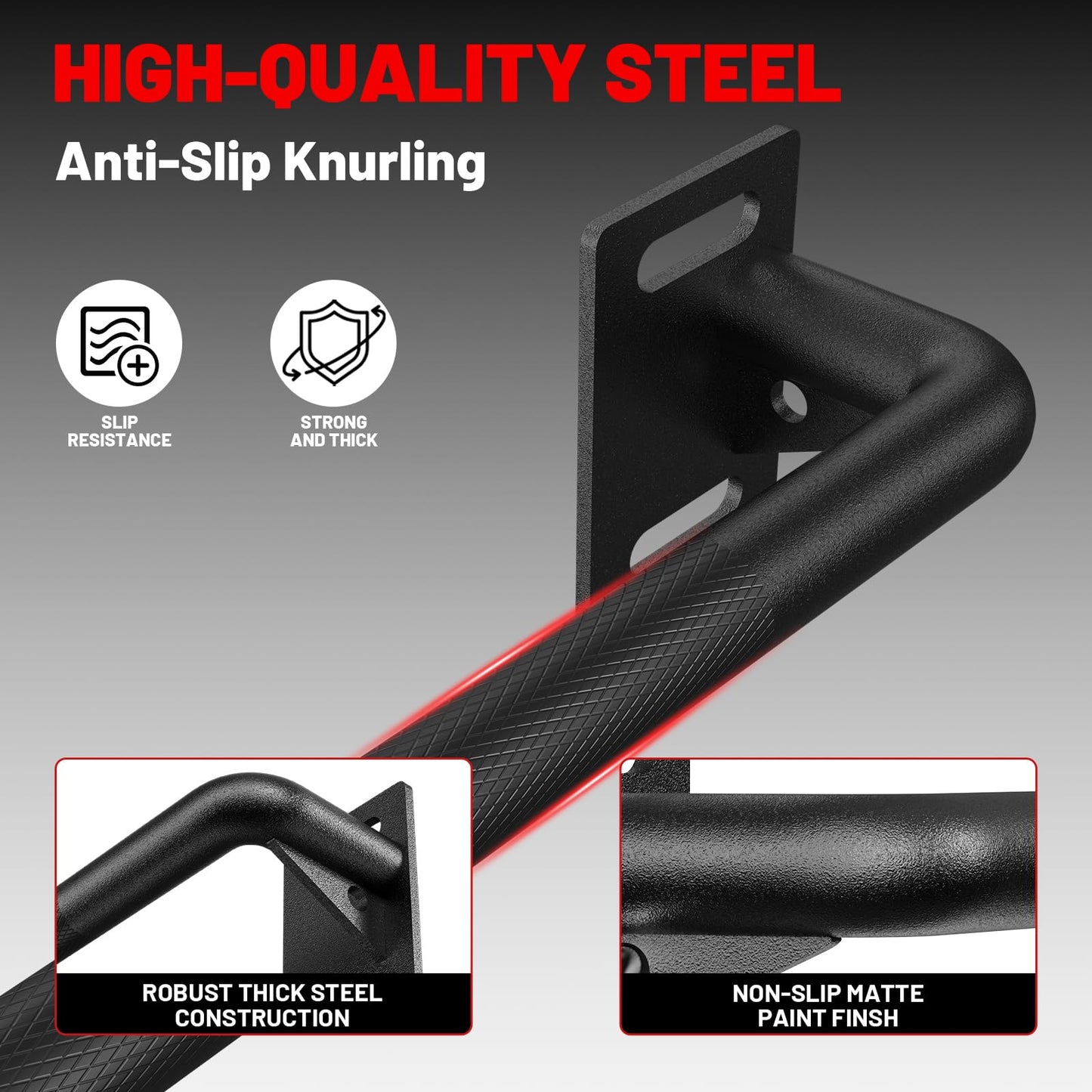 PAPABABE Wall Mounted Pull Up Bar, Chin Up Bar, Strength Training Pull-Up Bars Chin Up Bars for Home Gym, 500LBS Weight Capacity (Black 36 inch)