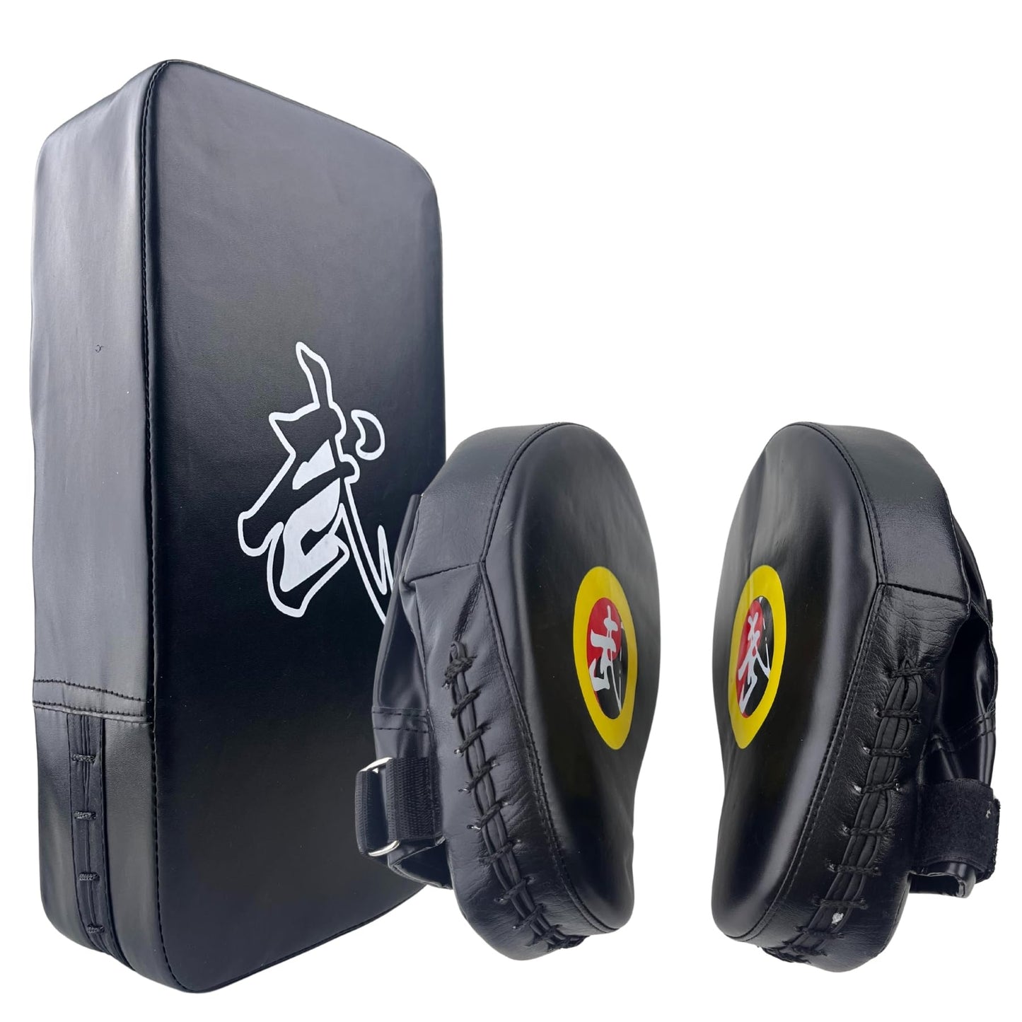 TLBTEK Taekwondo Kick Pad and 2 Curved Punching Mitts Set,PU Muay Thai Pads, MMA Karate Kid Toddler Boxing Set Kickboxing Training Pads Martial Arts Punching Pads Strike Kicking Shield(3 PCS)-Black
