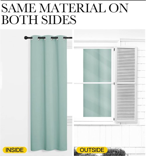 NICETOWN Blackout Curtains - Privacy Patio Glass Door Panels for Bedroom & Living Room | Aqua, 42" x 95" (1 Pair)