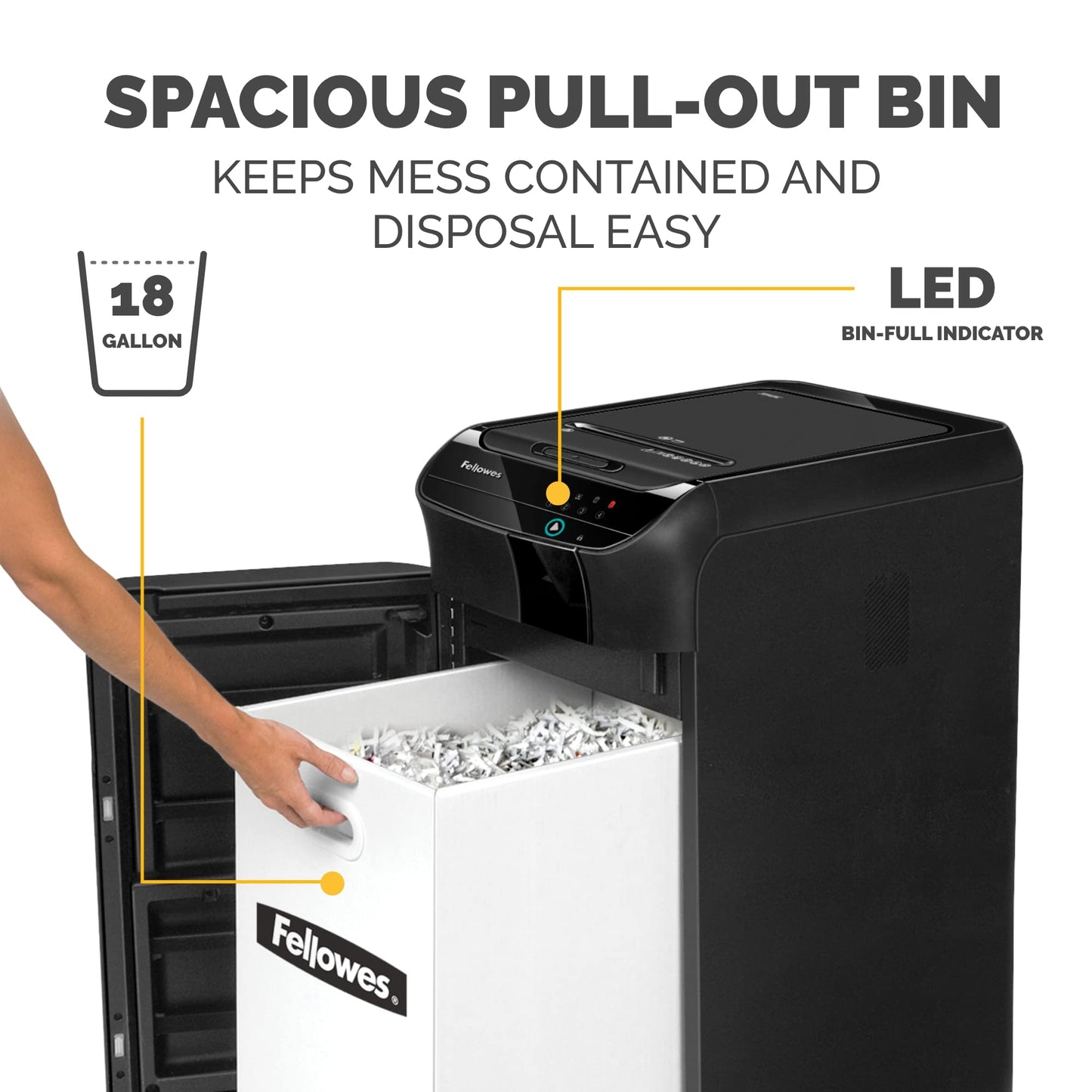 Fellowes AutoMax 350C Cross-Cut Commercial Office Auto Feed 2-in-1 Paper Shredder with 350 Sheet Capacity, Black (4694001)