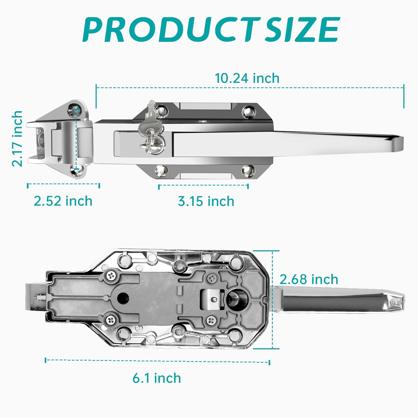 Heavy Duty Walk-in Cooler Door Closer Complete Latch Kit, Freezer Doors Handle with Release Handle for Freezer, Container, Warehouse and Oven, Offset -1/8 in to 1/4 in(Flush)
