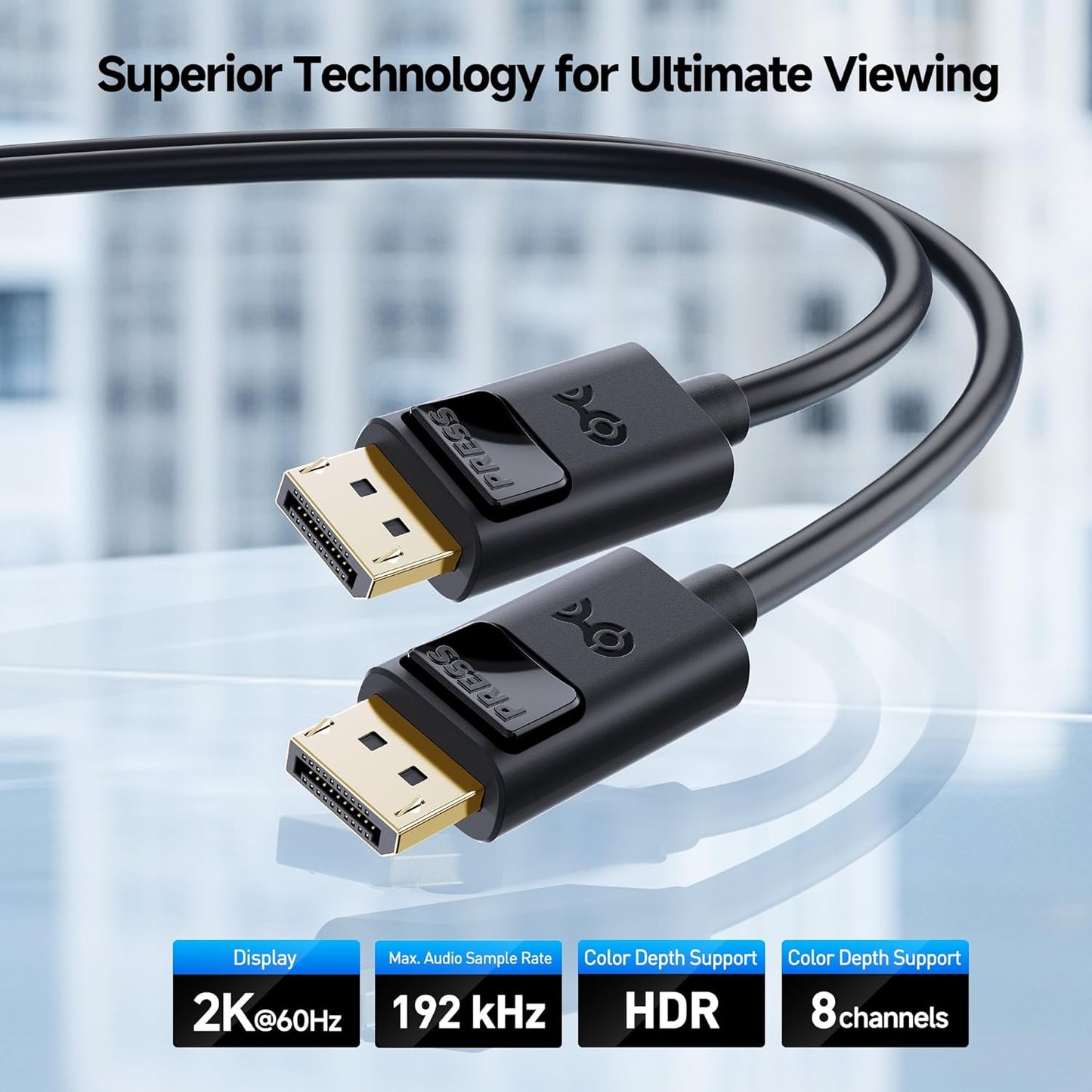 35ft, 2K@60Hz, Cable Matters Long DisplayPort to DisplayPort Cable - Supports up to Male to Male Computer Monitor