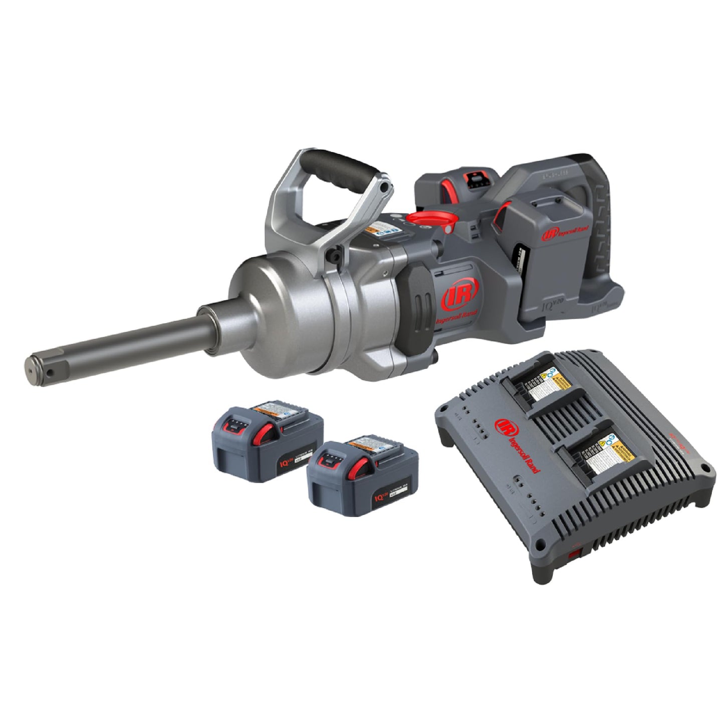 Ingersoll Rand W9691-K4E Cordless 1" High-Torque Impact Wrench Kit with 2" Extended Anvil, Includes 4 BL2022 5.0Ah Batteries and Dual-Bay Charger