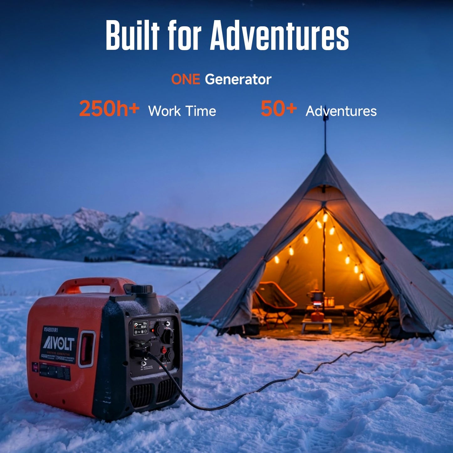 AIVOLT Inverter Generator 4300W Gas Powered Portable Super Quiet Outdoor Generator RV Ready for Camping Tools and Home Use, EPA Compliant