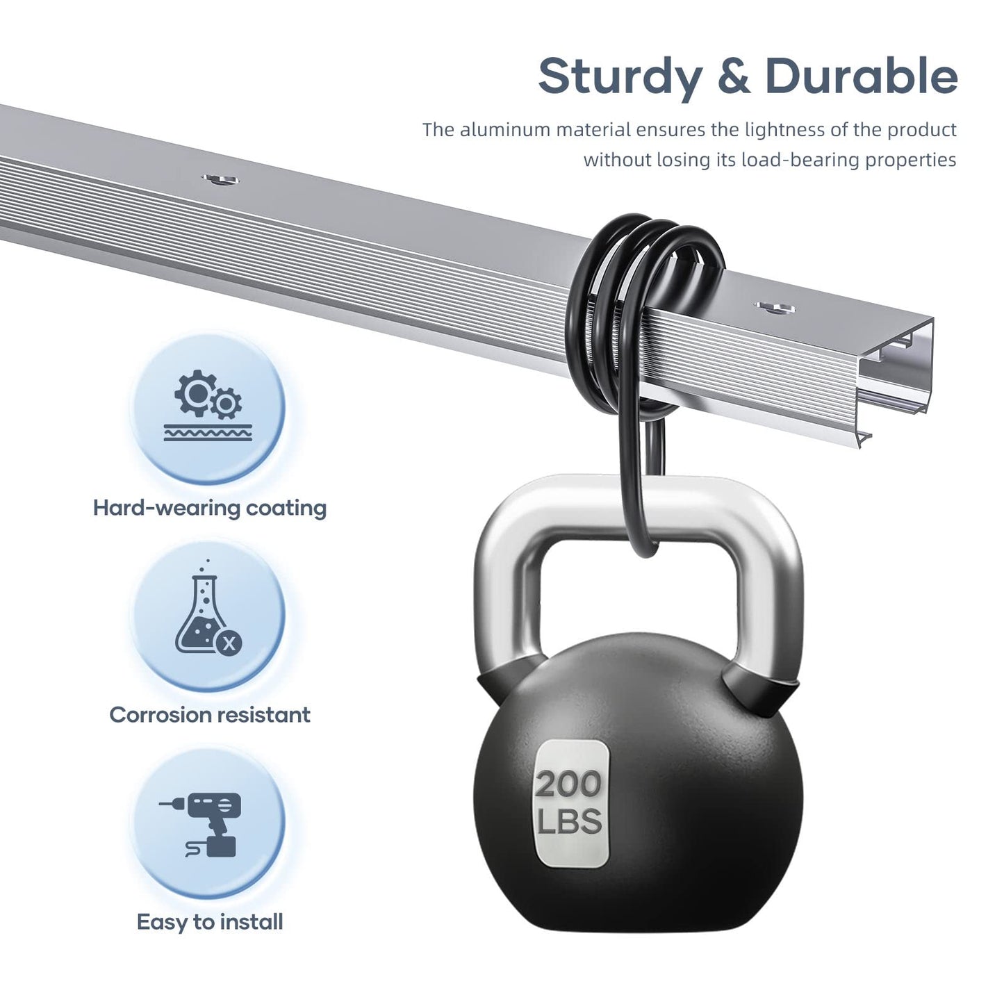 FINOSEN 5FT Commercial Grade Sliding Pocket Door Hardware Track Kit,Top Mount,Heavy Duty,Smoothly and Quite,Easy to Install,Aluminum(Door is not Included)