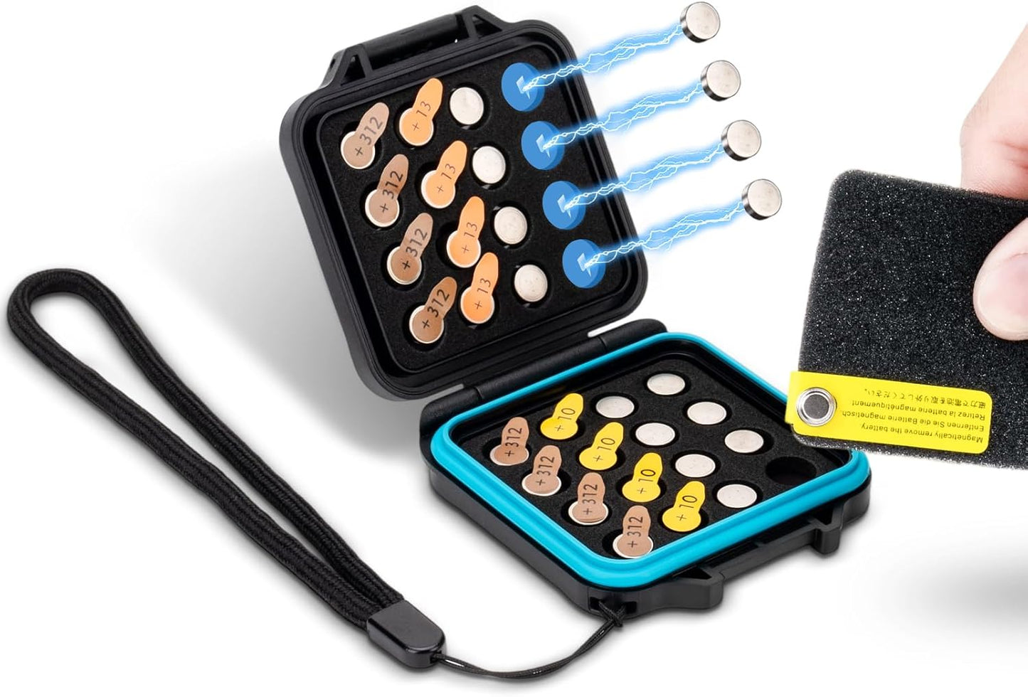 JJC 312 13 10 LR41 32x A312 Size312 P312 P13 P10 AG3, Size Battery Case Holder Storage, Water-Resistant Anti-Shock