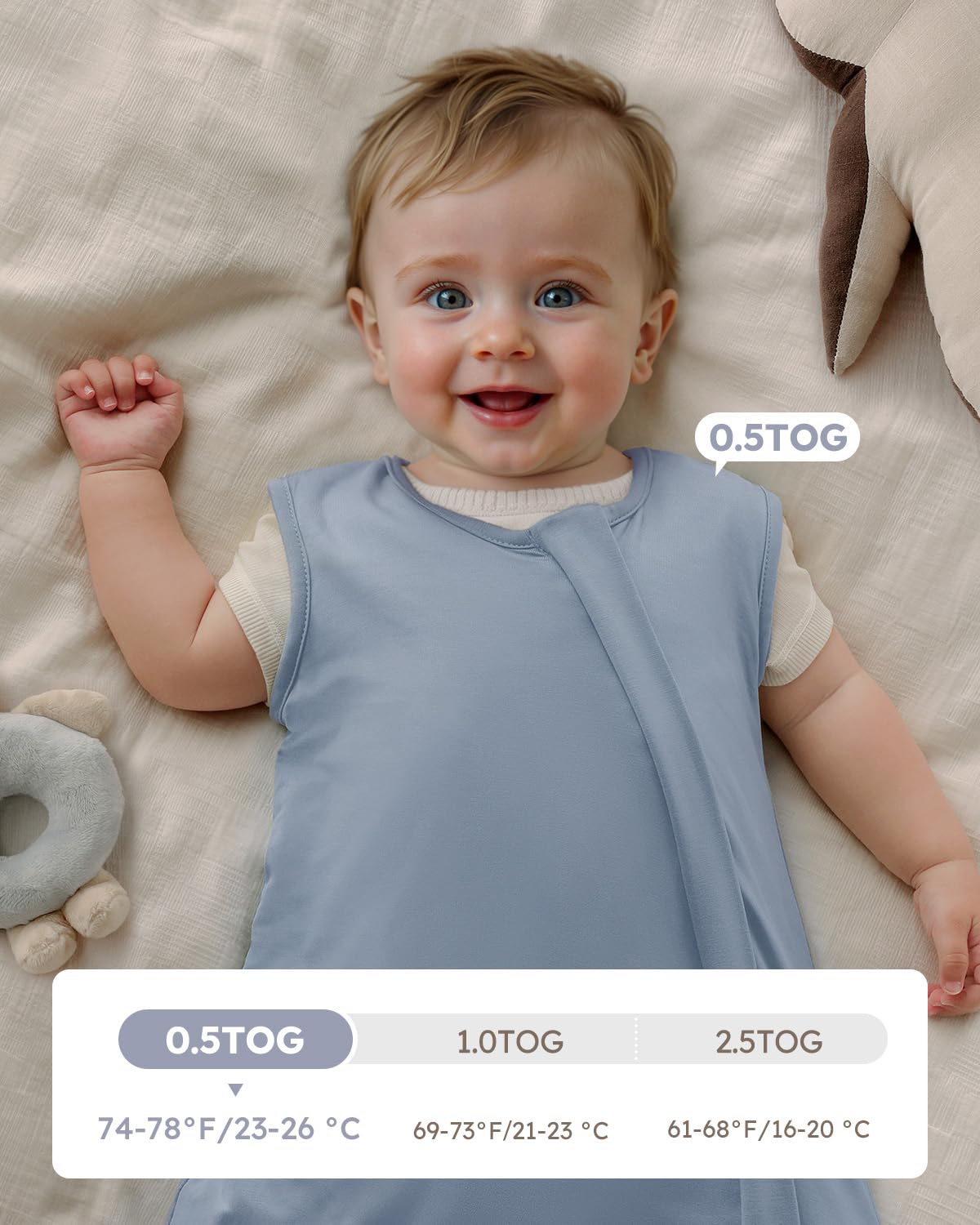 Yoofoss Baby Sleep Sack - Super Soft Bamboo Wearable Blanket for Infants 12-18 Months | 2-Way Zipper, Blue & Green