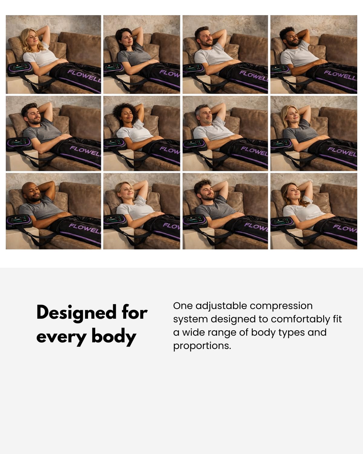 Flowell Air Pressure Therapy System – FDA Cleared (K243791) Sport Deluxe Compression Pants – 8-Chamber Leg Compression for Daily Recovery & Circulatory Support