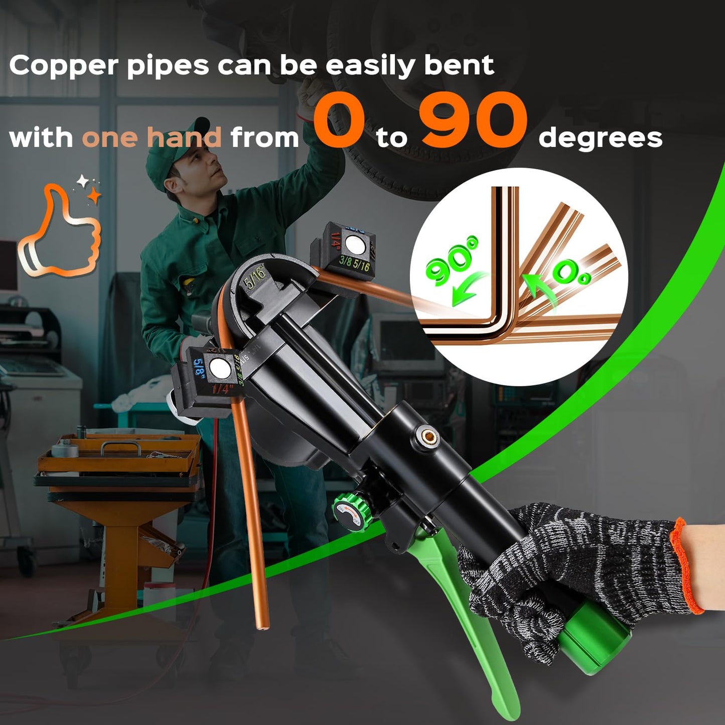Bonvoisin Hydraulic Tubing Bender Kit 1/4"-7/8" Copper Tube Bender HVAC Pipe Bender Tool Set 90° Bend with 7 Dies for Refrigerator Air Conditioner Repair