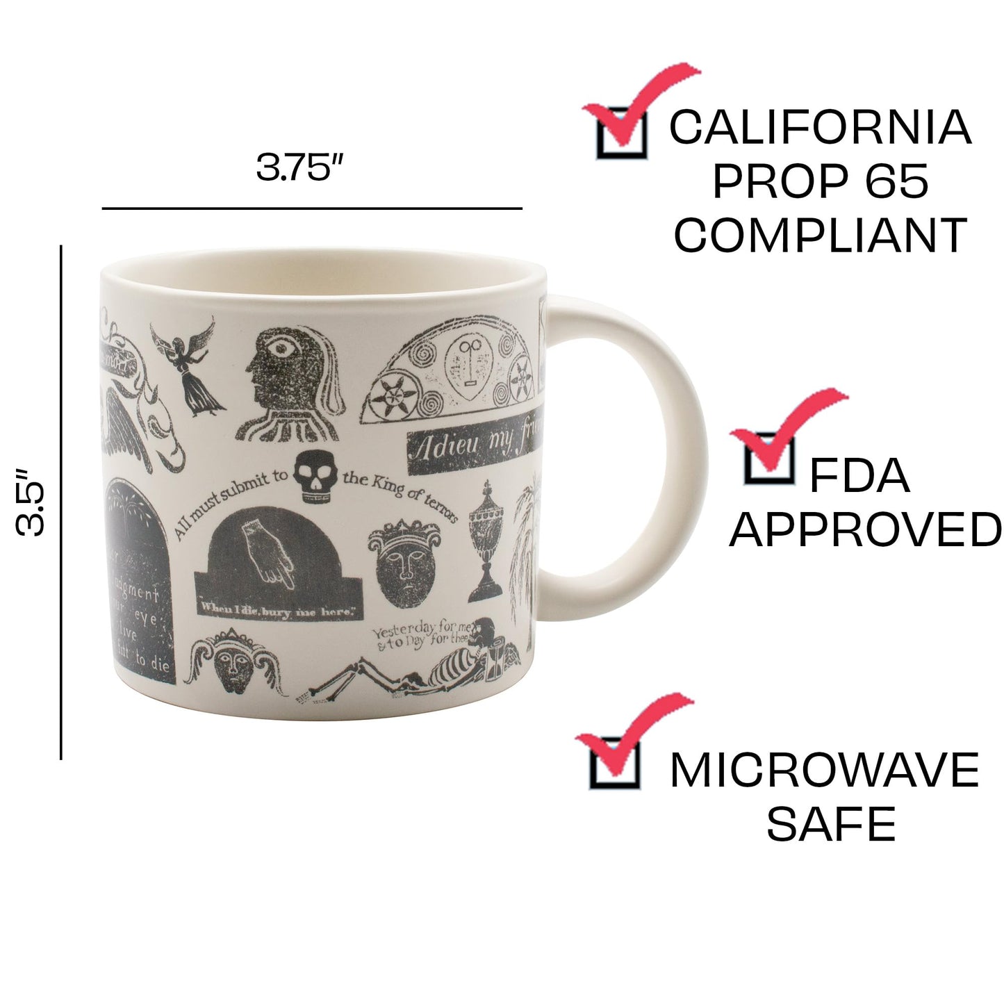 The Unemployed Philosophers Guild Memento Mori Coffee Mug - Features Classic Images Taken from Burial Monument Carvings, Comes in a Gift Box, 14 oz