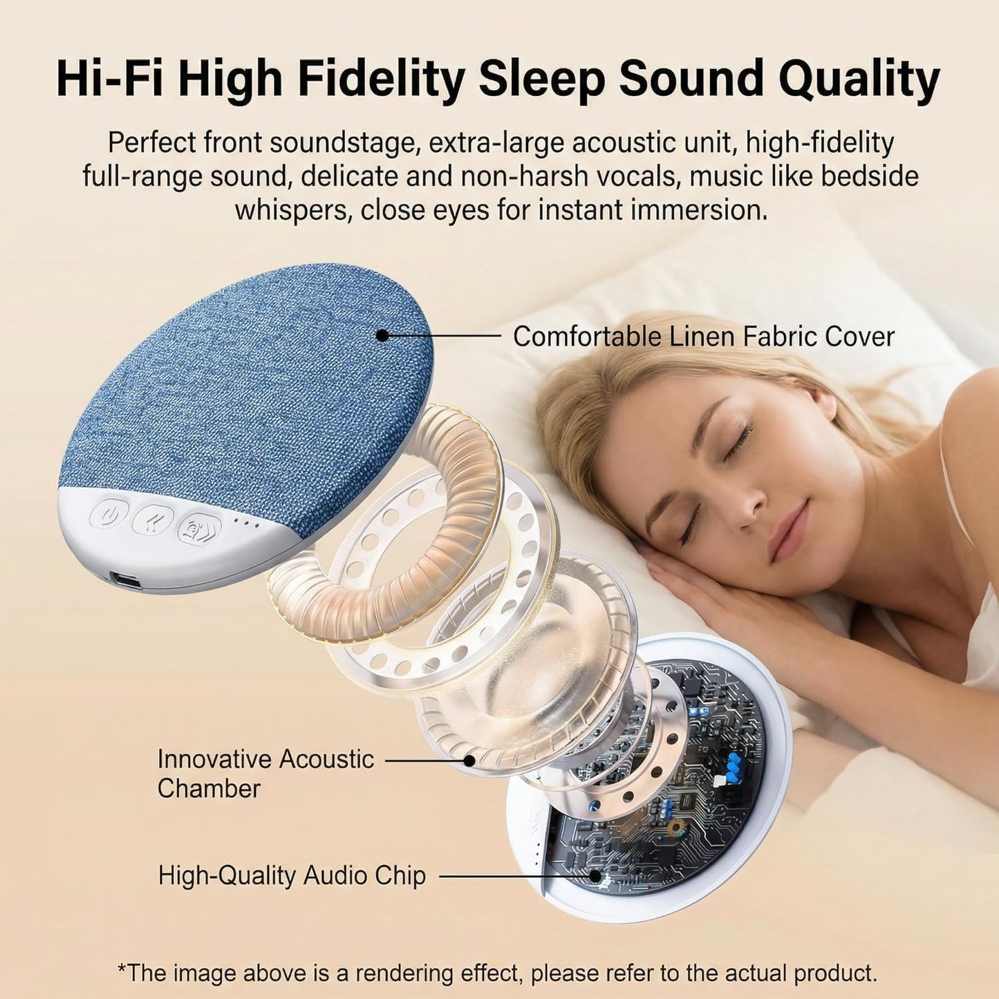 Generic 2026 New Bluetooth Sleep Pillow Speaker, Wireless White Noise Pillow Speaker with Timer, Ultra-Thin Stereo Bass
