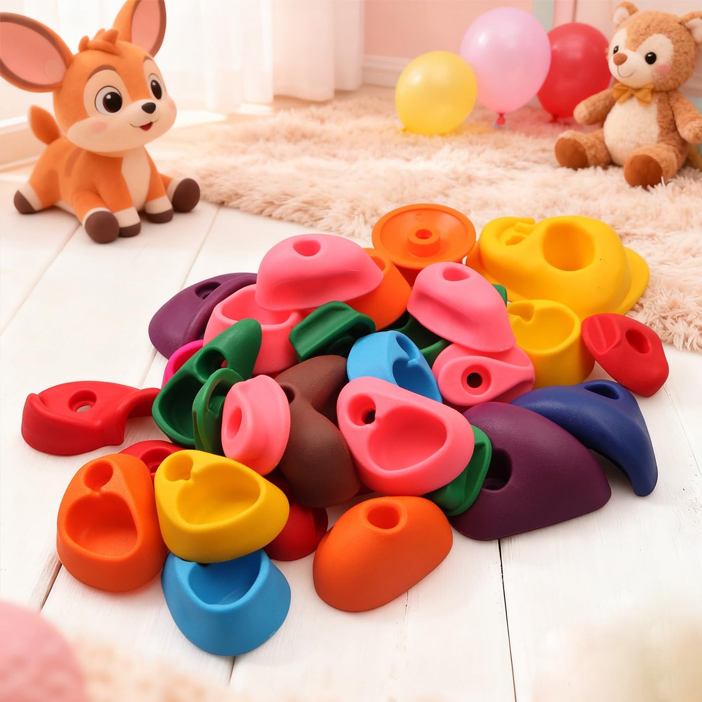 NEATATOU 32 PCS Rock Climbing Holds for Kids,Rock Climbing Wall Grips Climbing Rocks Wall Kit for Indoor and Outdoor Playground Play Set with Hardware （Style A）