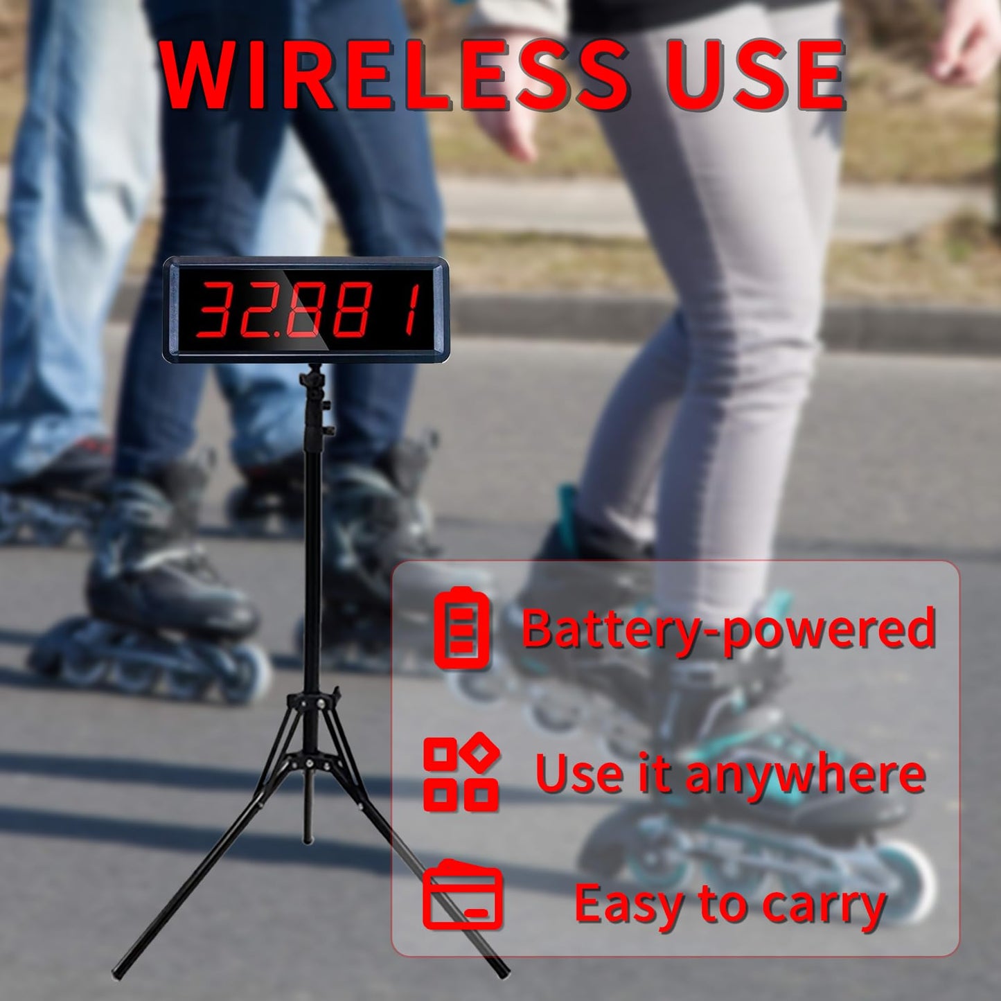 Ousmile Wireless Laser Timer for Sprints, Laser Sprint Timer System for Track 40 60 Yard Dash, Race Clock Stopwatch for Running Speed Tranning(1 Set, High Stand)