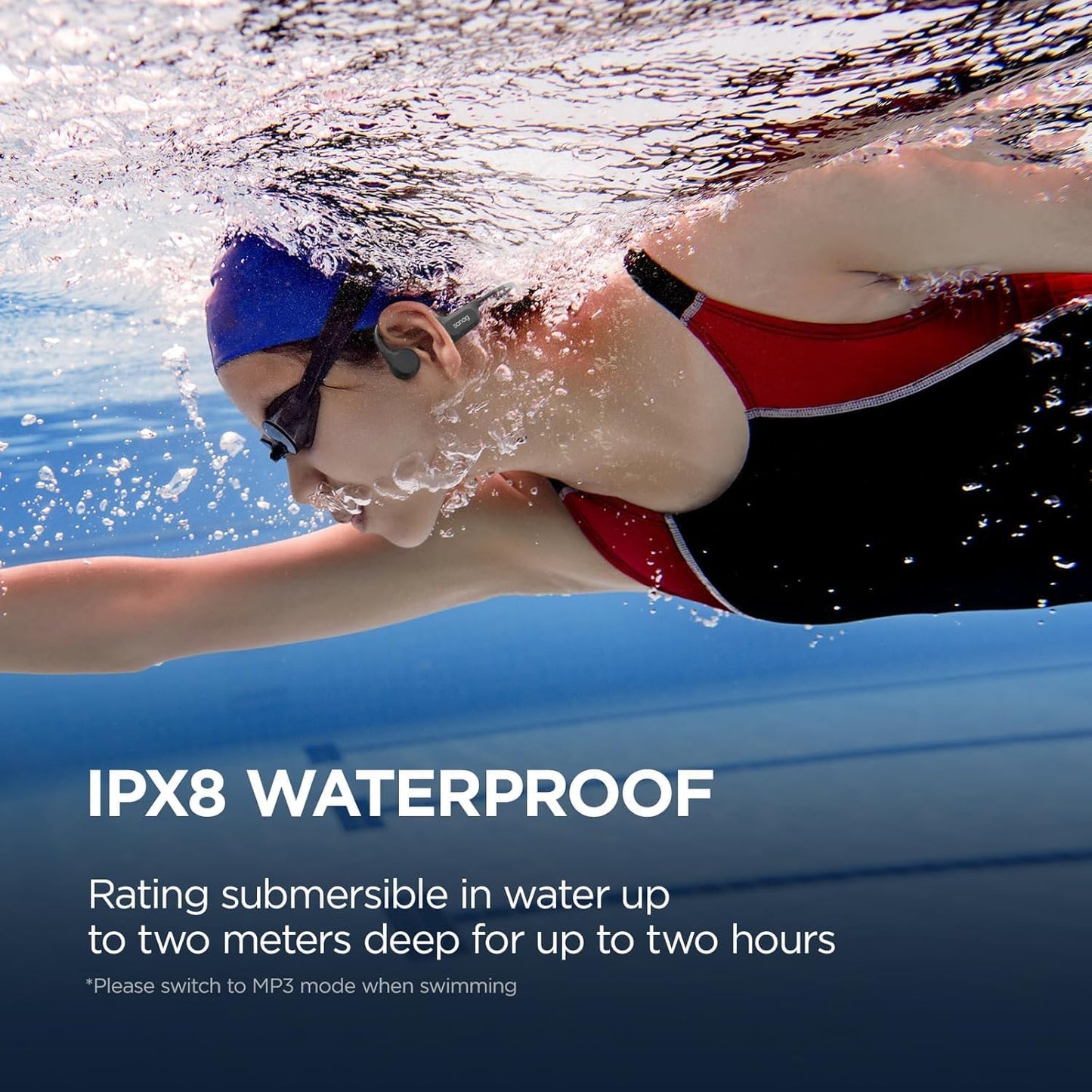 B60S IPX8 Swimming 64GB MP3 5.3 Headset Sanag Bone Conduction Headphones, Waterproof Earphones with Player, Bluetooth