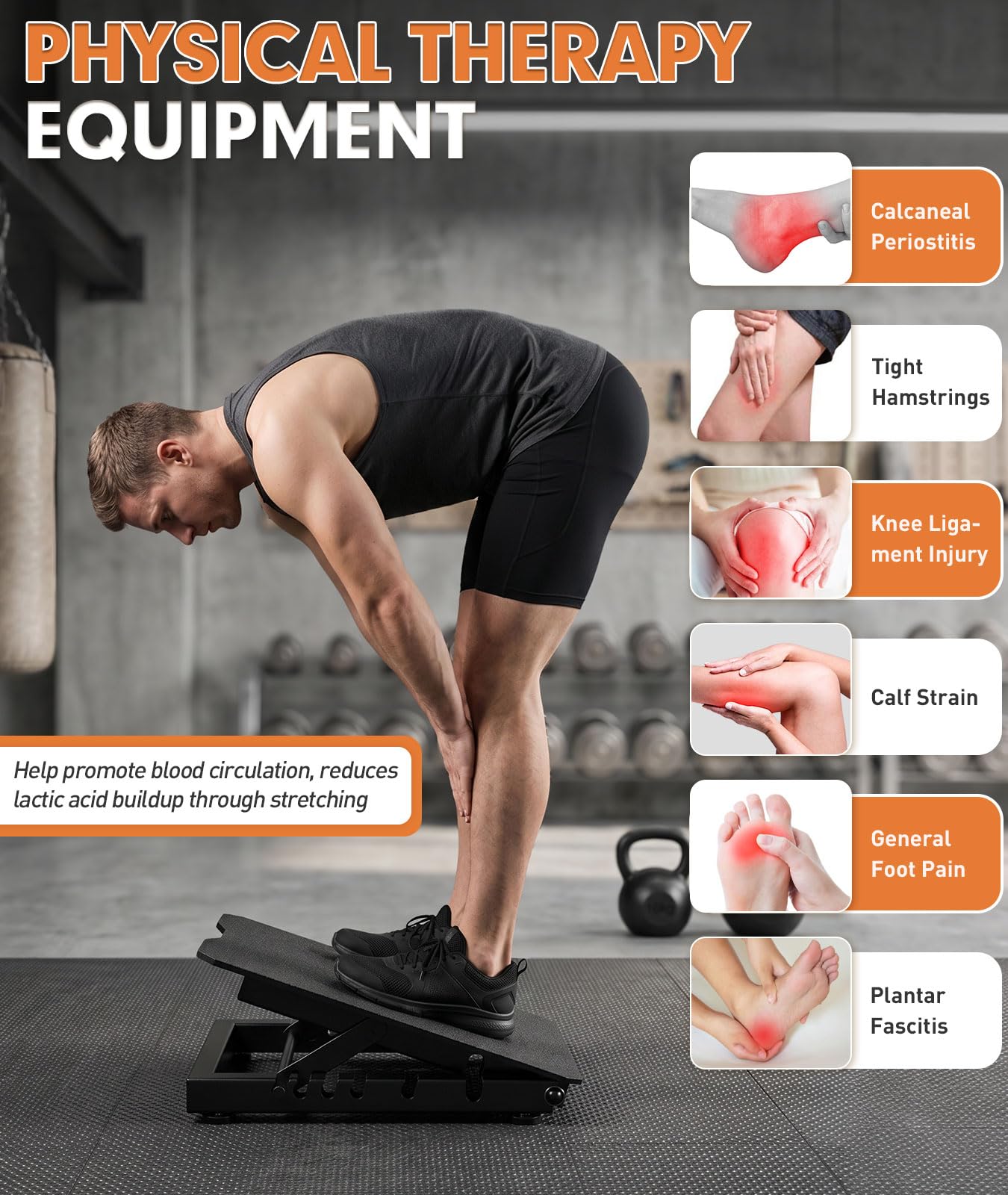 OYY Steel Slant Board for Calf Stretching, 600lbs Capacity Incline Board with Full-Surface High-Grip Tape, 5-Level Adjustable Squat Wedge for Plantar Fasciitis, Home Gym & Physical Therapy