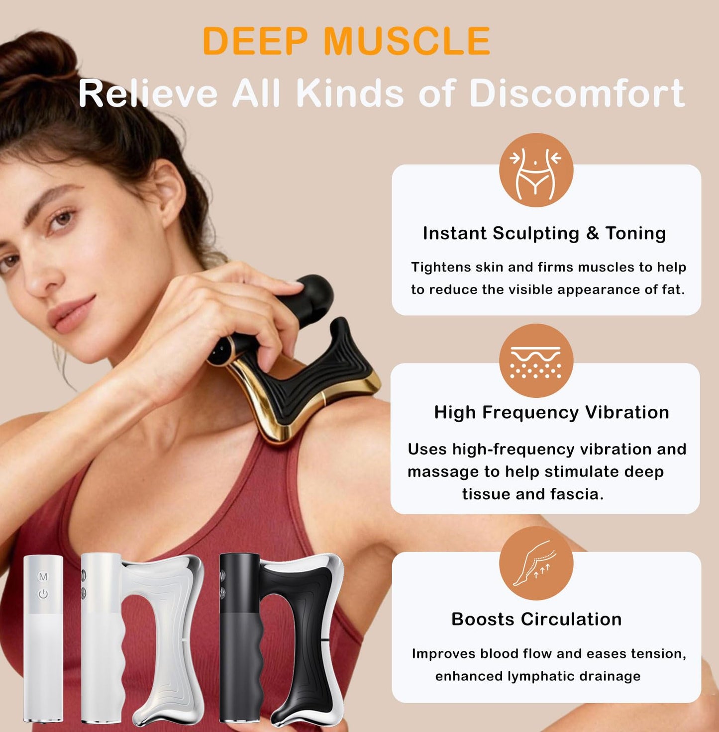 Heated Muscle Scraper Tool –Electric Fascia Knife Massager Heating and Vibration, Muscle Scraper Tool, Body Gua Sha Massage Tool,Fascia Tool Massage Tools for Deep Tissue(Black)