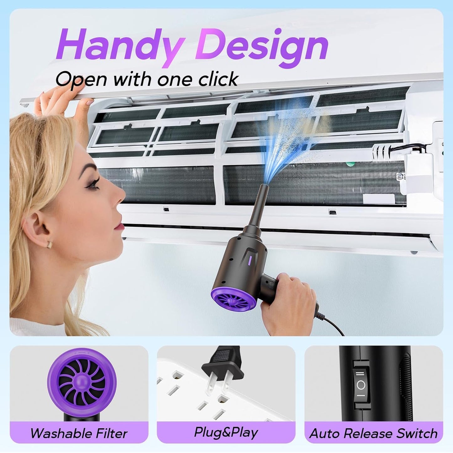 5.74 oz Electric Air Duster - Air Blower - Multi-Use Compressed Air Duster for Keyboard- Computer and PC - Powerful