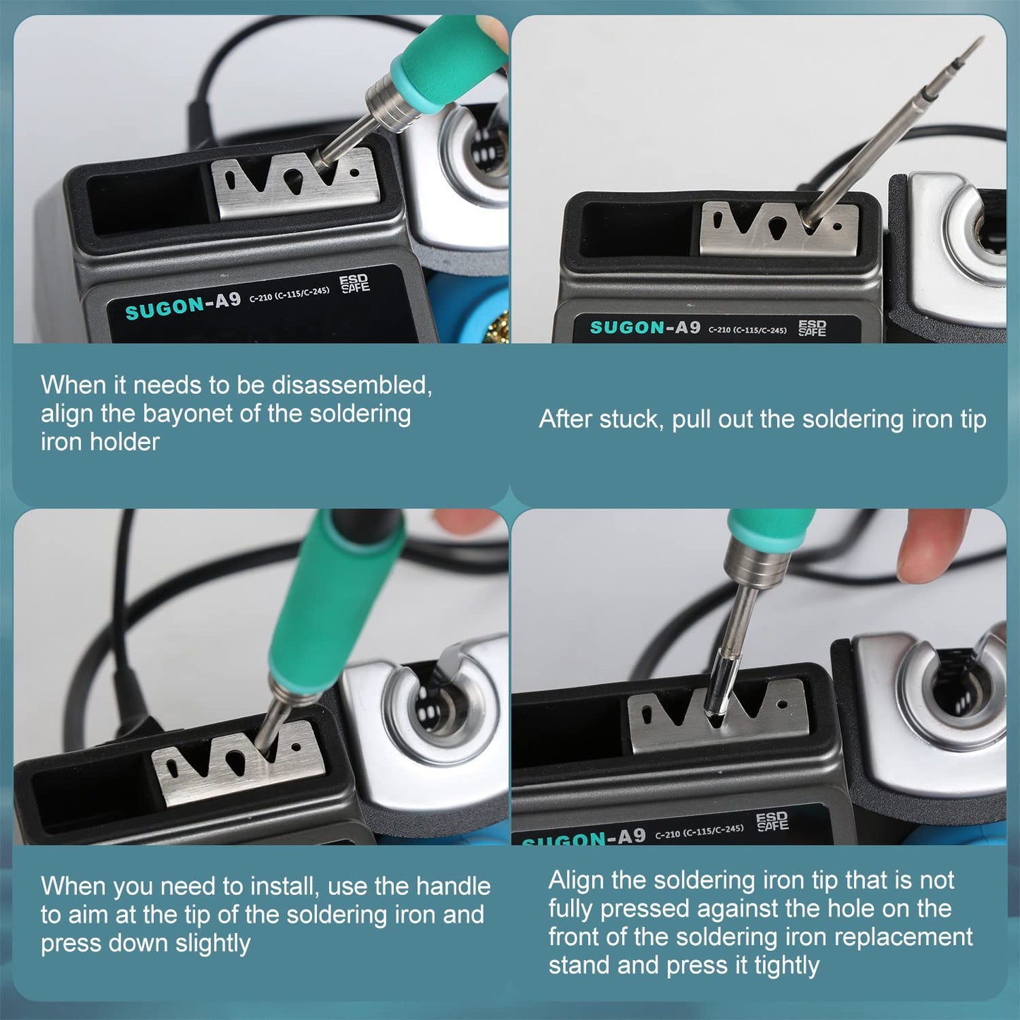 SUGON A9 245 Digital Soldering Station 3 Seconds Fast Heating, 110V Soldering Iron Station of with 6 Integrated Soldering Iron Tips Equipped, 212-842℉, Soldering Iron Replacement Rack,etc