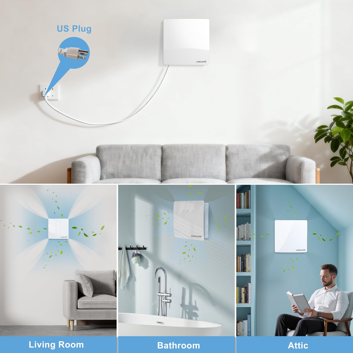 Weiworld Through Wall HEPA Ventilation Fan with WiFi & Remote Control, Ultra Quiet EC Motor Wall Vent, Fresh Air Intake & Air Exchange System for Bedroom, Home Office, Attic