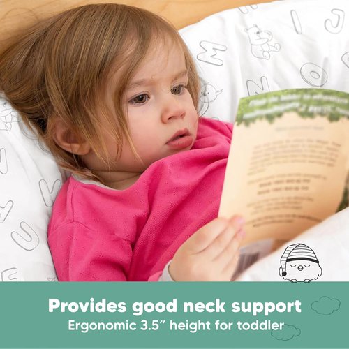 My Little Dreamy Toddler Pillow - Organic Cotton Travel Bed Pillow with Soft Pillowcase | 13x18, Machine Washable for Ages 2-5