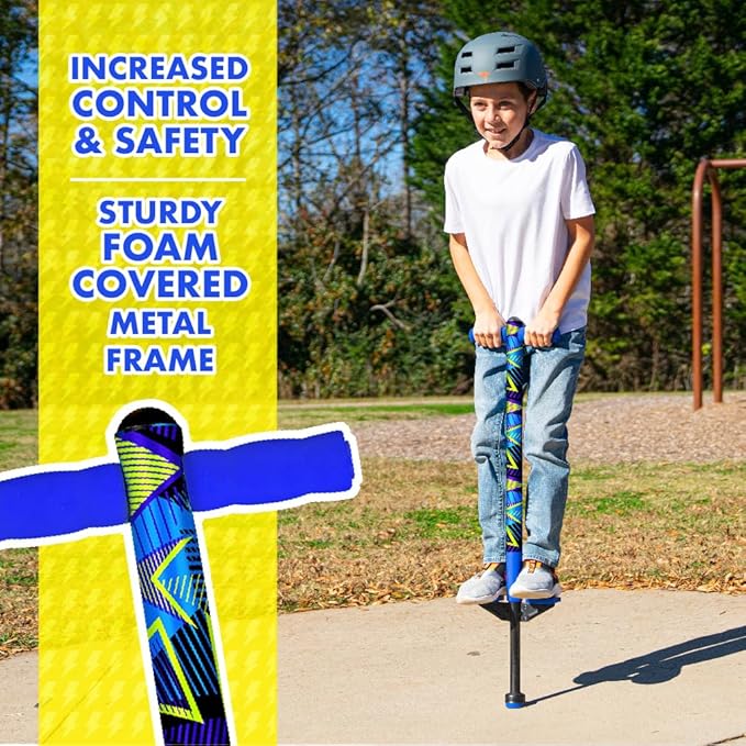 Flybar Jolt Pogo Stick for Kids Ages 6 and Up, 40 to 80 Pounds, Perfect for Beginners, Easy Grip Foam Handles, Anti-Slip Foot Pegs, Outdoor Jumper Toys for Boys & Girls, Outside Toys for Kids