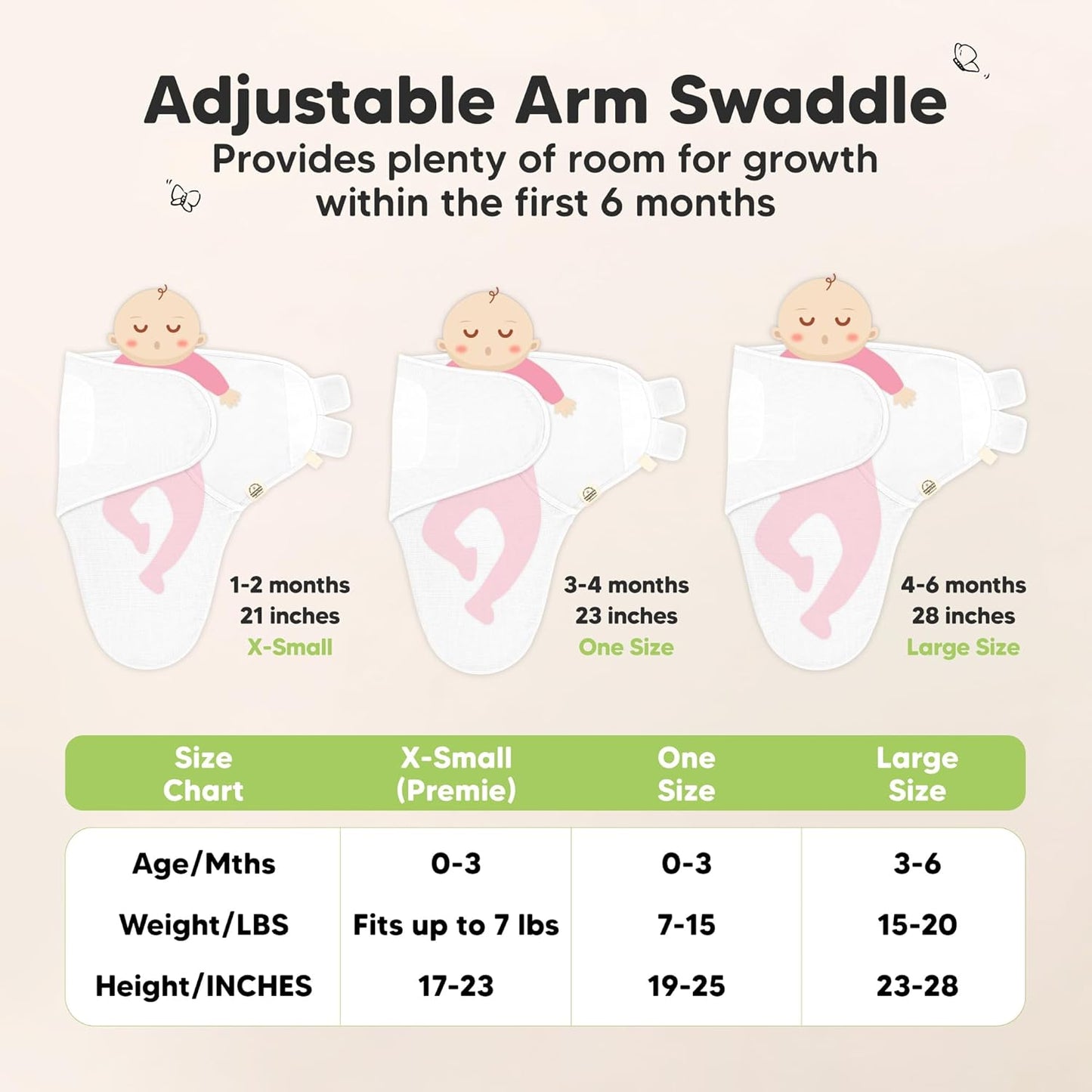 Skiennix Organic Swaddles - Soft & Snug Baby Sleep Sacks for Newborns 0-3 Months | Large Hook & Loop Closure (Glacier)