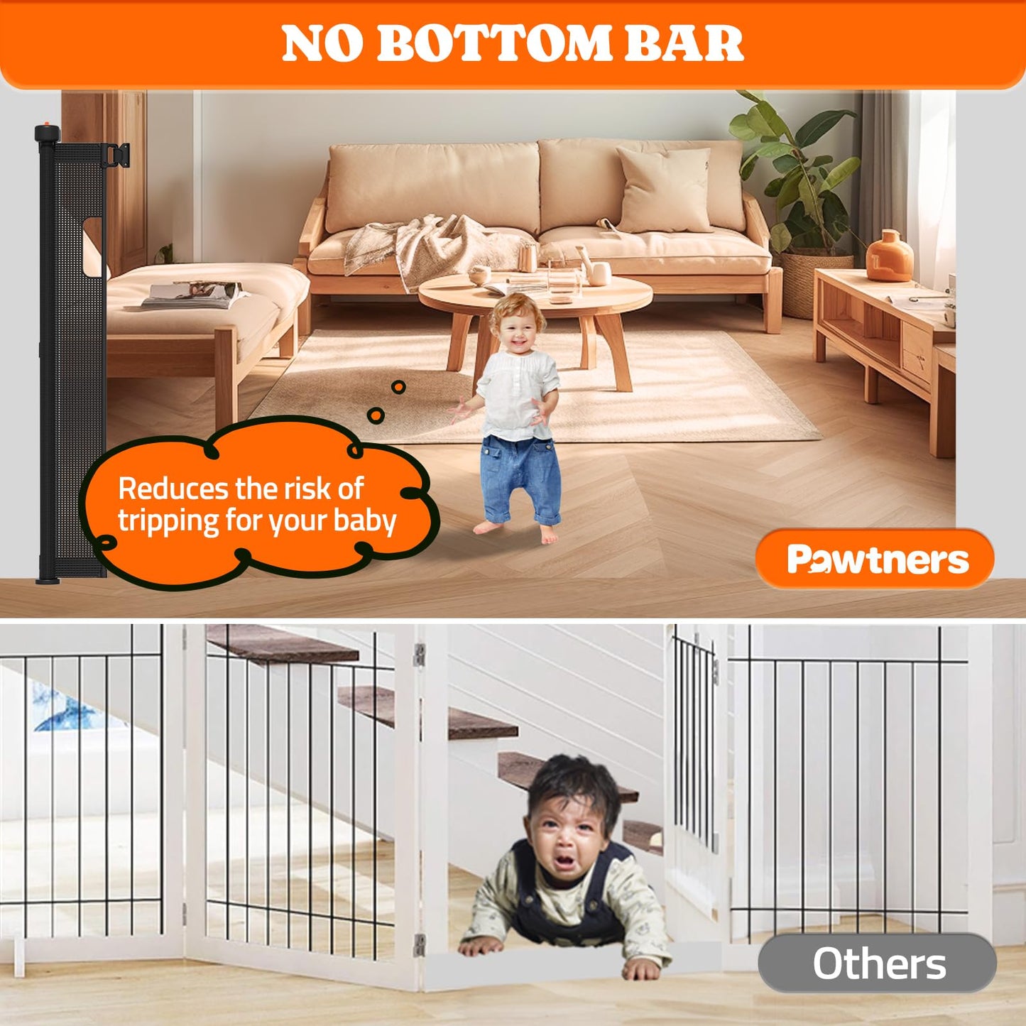 Extra Tall Retractable Baby Gates: 51" Tall Pet Gate, Extend up to 120" Wide, Mesh Baby Gate with Support Rods Jump-Proof Design for Cats & Large Dogs High Dog Indoor Outdoor, Black