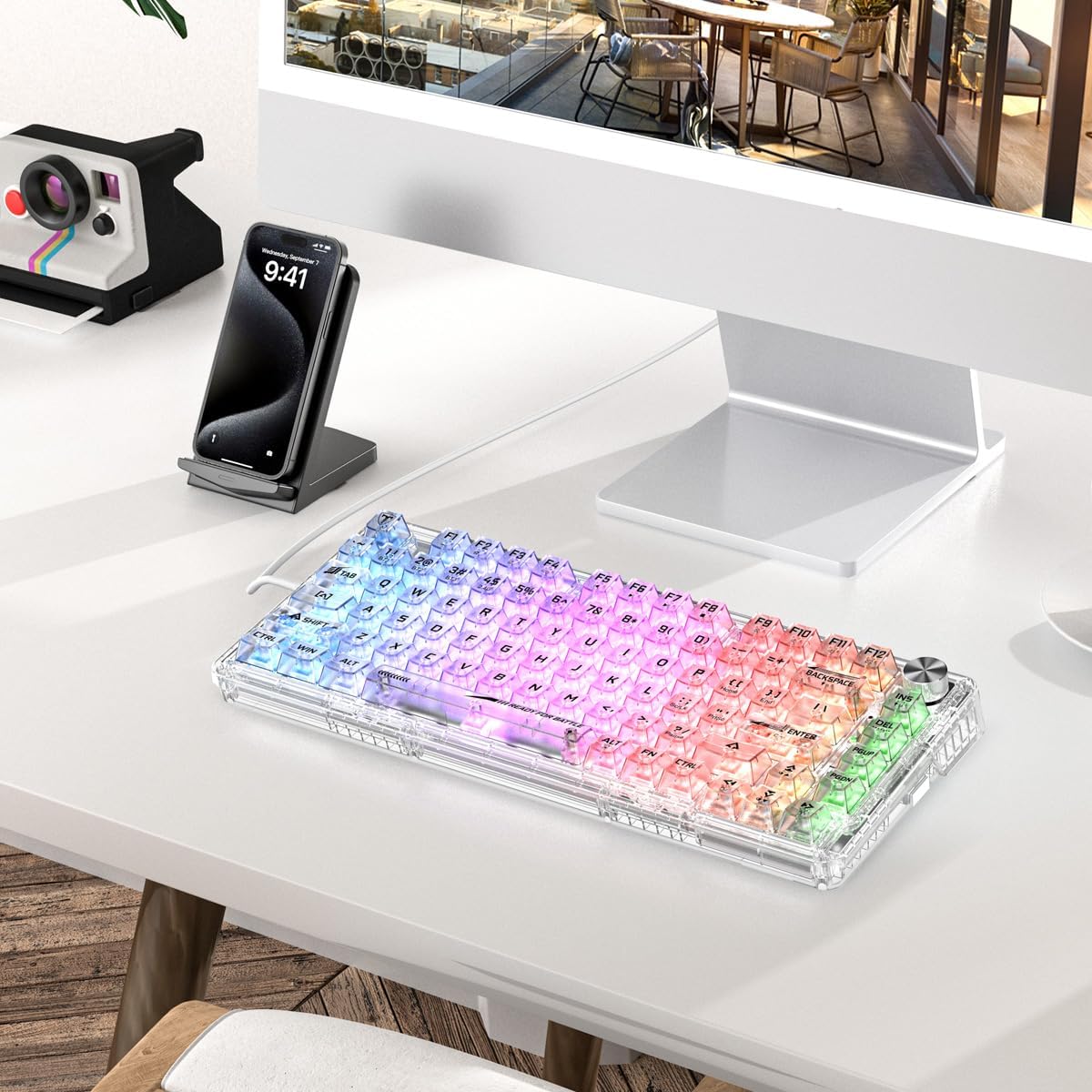 RisoPhy Keyboards,81-Key 80% Mechanical Gaming Keyboard, Tri-Mode Bluetooth/Wireless/Wired, RGB Backlit Fully