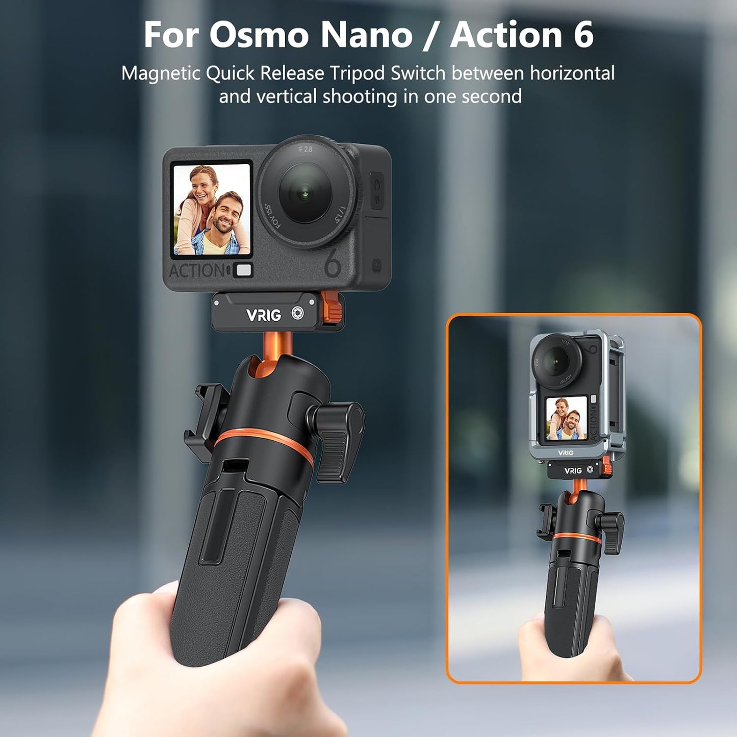 VRIG 6, 360 8 21 inches AC-40N Action Camera Selfie Stick Tripod for DJI Osmo Nano/Action Dual-Direction Magnetic Quick