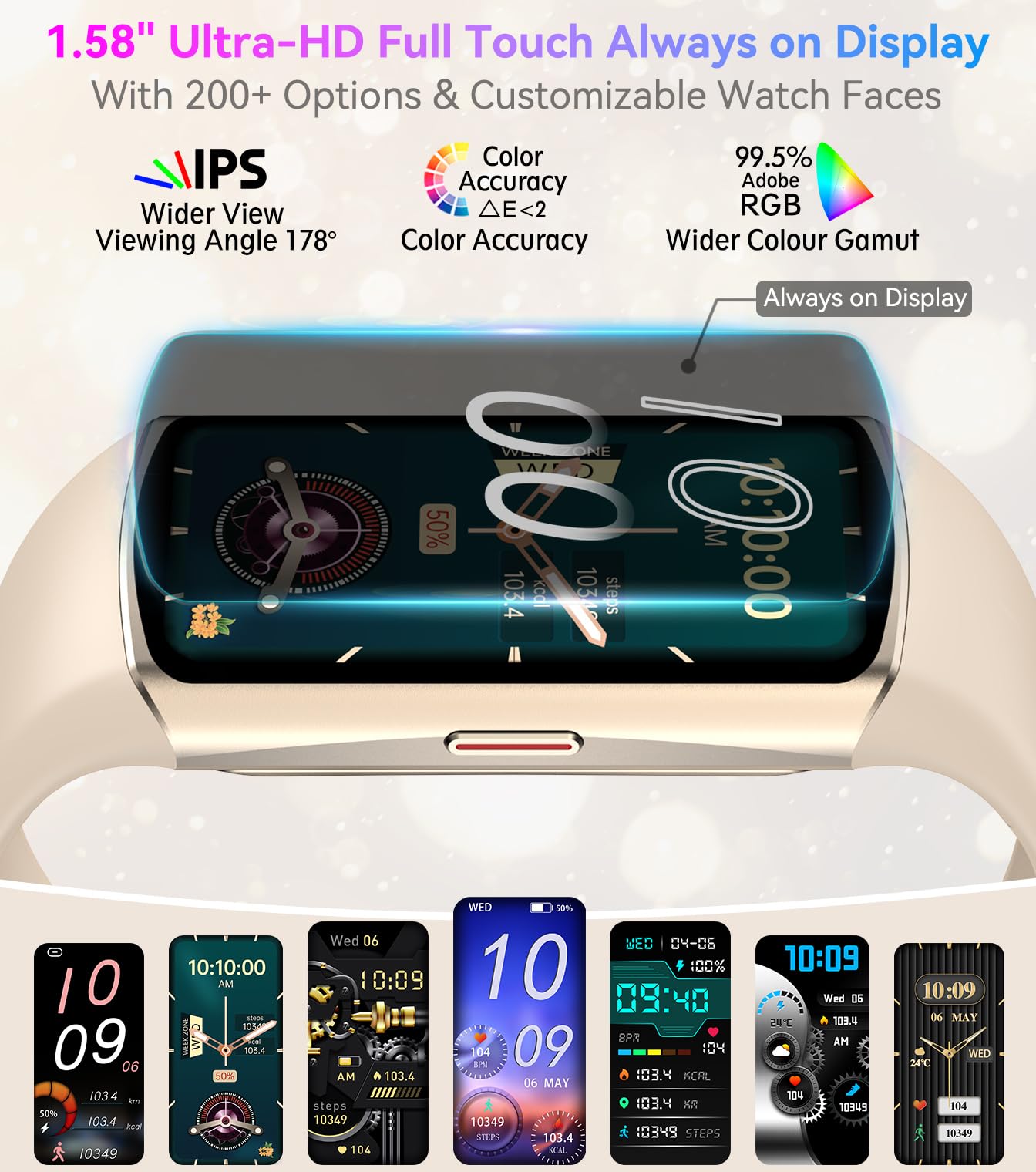 Smart Watch Fitness Tracker with 24/7 Heart Rate, Blood Oxygen Blood Pressure Monitor Sleep Tracker 120 Sports Modes Activity Trackers Step Calorie Counter IP68 Waterproof for Andriod iPhone Women Men