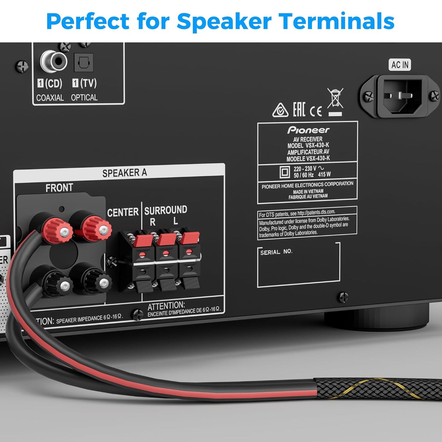 Mygatti 14/2 25 14AWG 2 Speaker Wire Feet, Gauge Speaker Cable, Direct Burial, Durable Nylon Braided, in Wall