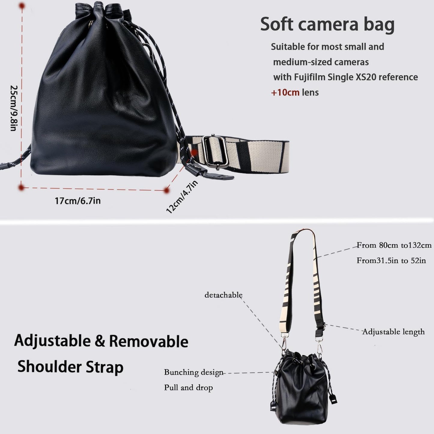 Bowan Small Camera Bag,Camera casing bag,Soft Cute Camera Pouch Handbag compatible with Mirrorless