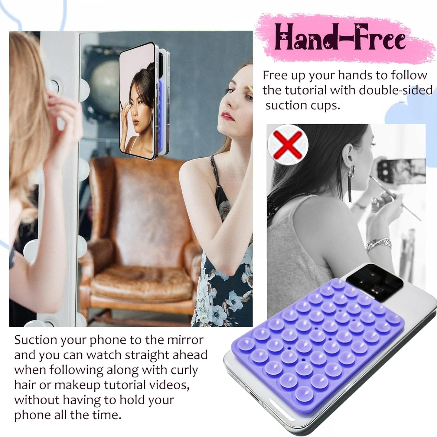 AZXYI 2 Pack Anteel Silicone Suction Cup Phone Case Mount Double Sided, Non Slip Phone Accessories for CellPhone