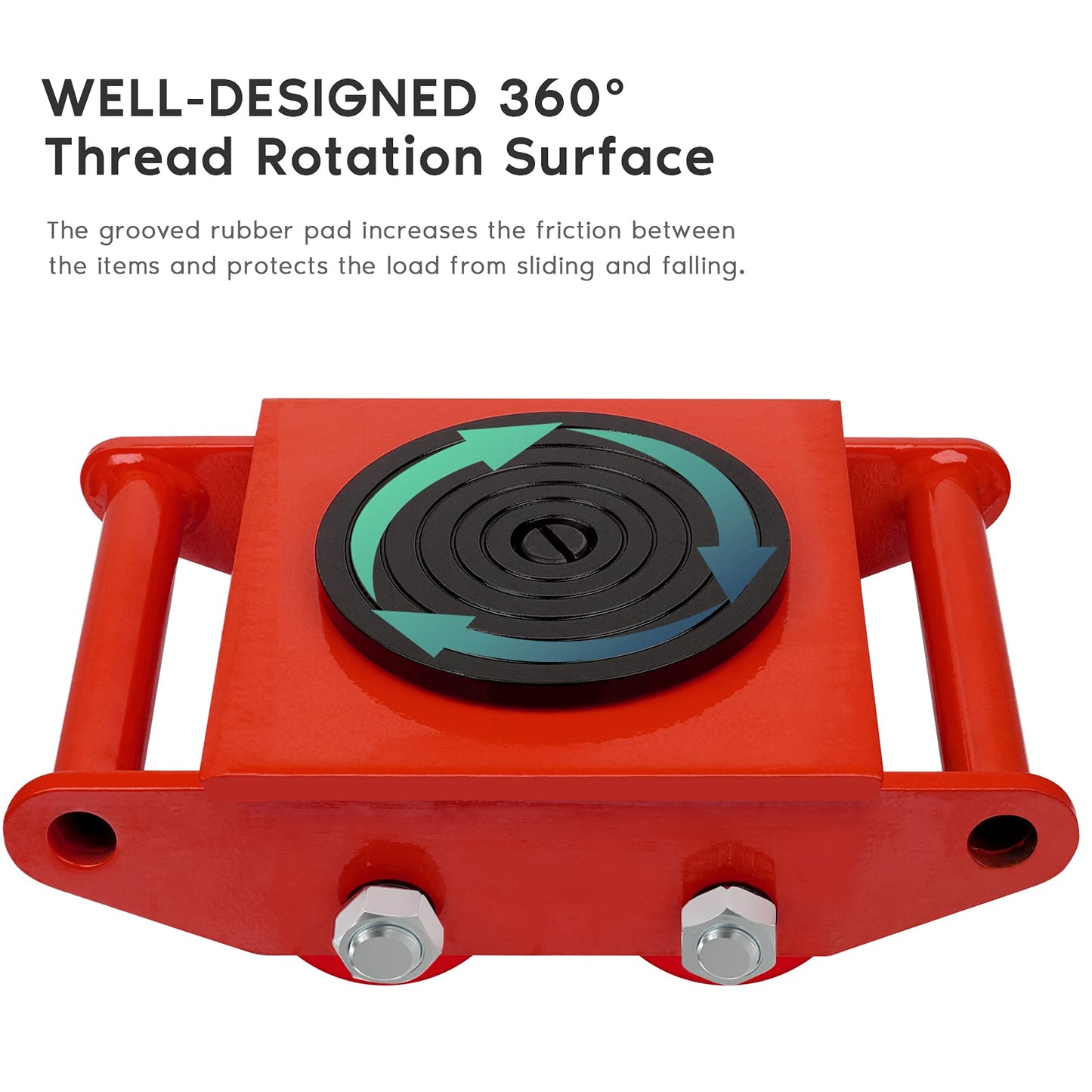 XCFDP Machine Skates, 6T Machinery Skate Dolly, 13200lbs Machinery Moving Skate, Machinery Mover Skate with 360° Rotation Cap, Heavy Duty Machine Dolly Skate for Industrial Moving Equipment, Red, 1pc