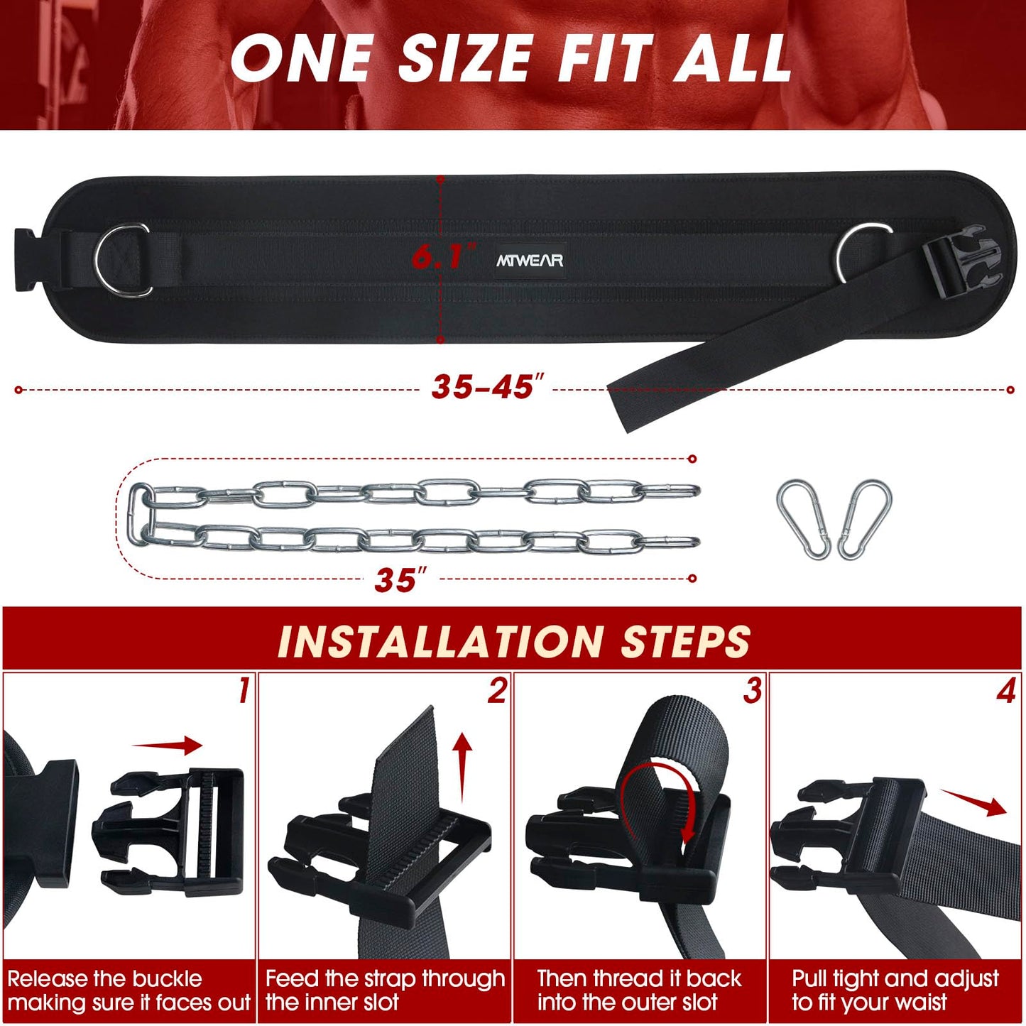 Dip Belt for Weightlifting, Weight Belt with Chain for Pullup, Weight Lifting Belt,Lifting Belt,Powerlifting Gym Belt for Pull Up, Squats, Powerlifting & Deadlift,Dip Belt,Capacity Up to 440 LBS,Waist Adjustable,Deadlifts & Added Weight Training
