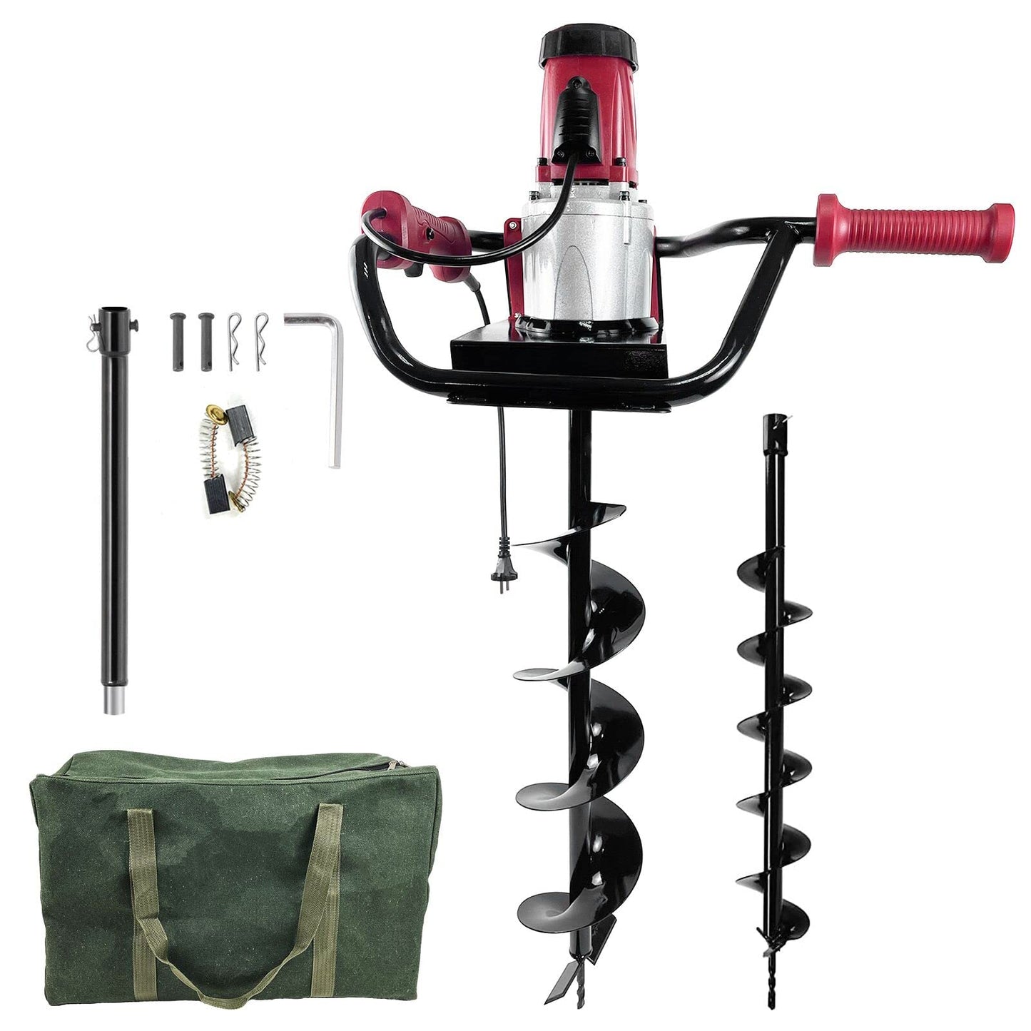 JACKCHEN 6-Inch & 4-inch Electric Post-Hole Digger with Storage Bag, Earth Auger Drill, Auger Bit Earth Auger with Carry Bag, Ideal for Post Hole Digging, Drilling, Tree Planting