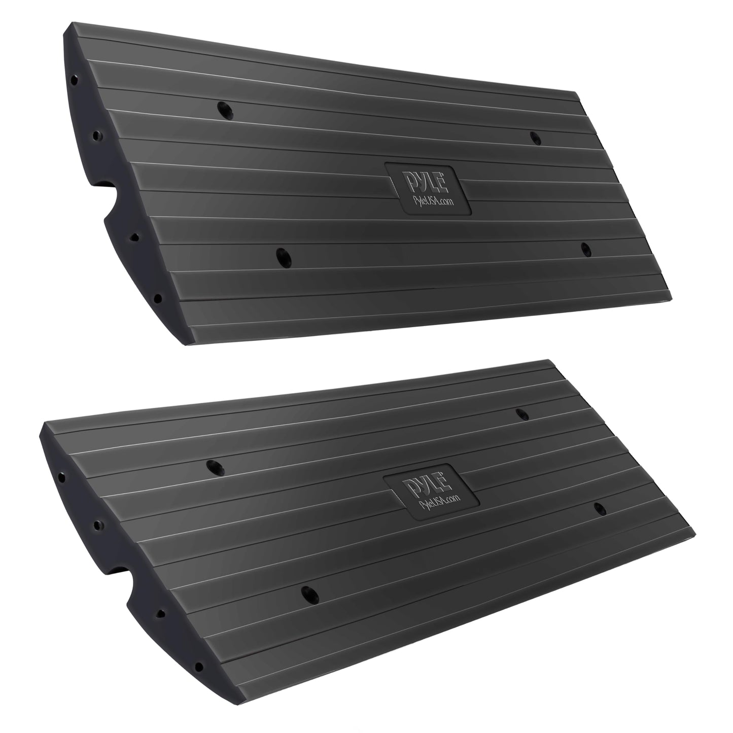 Car Vehicle Curbside Driveway Ramp - 4ft Heavy Duty Rubber Threshold Bridge Track Curb Ramp, for Loading Dock, Garage, Sidewalk, Truck, Scooter, Bike, Motorcycle, Wheelchair Mobility - Pyle PCRBDR21