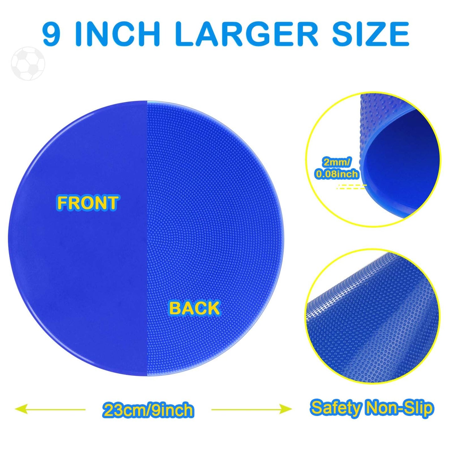 Poly Spot Markers Rubber Floor Dots 9 inch 8/16/24 Pcs Flat Cones Non-slip Agility Markers Poly Spots for Gym Soccer Basketball Sports Speed Agility Training, Classroom Activities, Exercise Drills