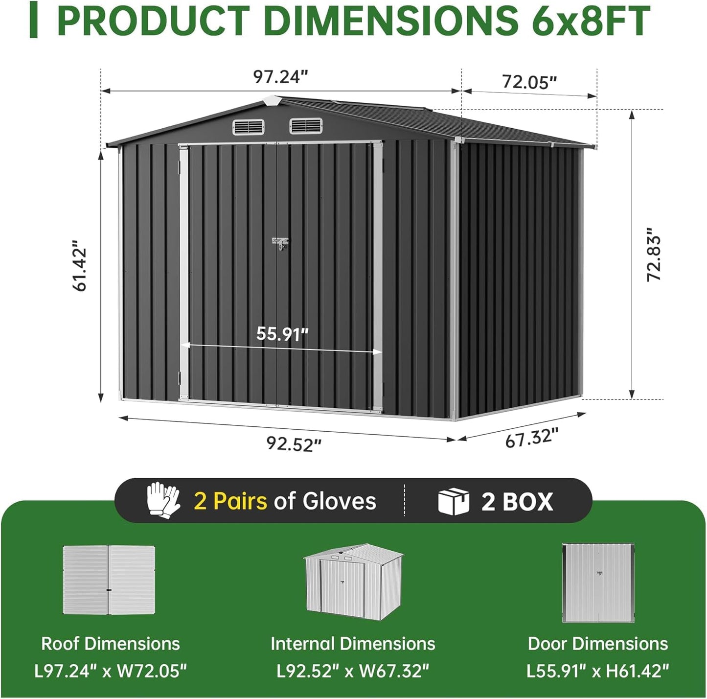 Metal Storage Shed & Outdoor Storage, Outdoor Steel Storages Shed with Sloping Roof, Utility and Tool Garden Sheds for Patio Lawn Yard