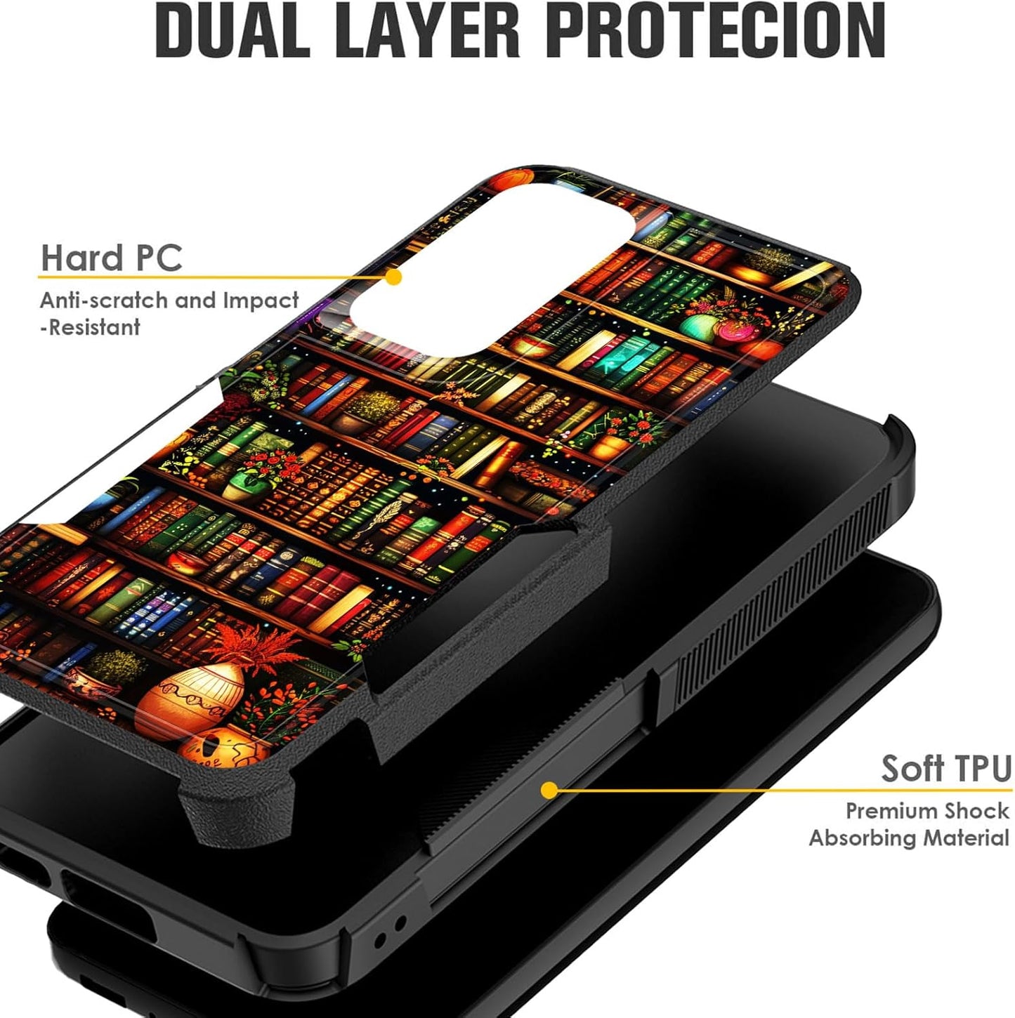 CICPLKSE S25 S25 6.2 inch 2025,Library for Galaxy Case,Dual Layer Heavy Duty Hybrid Shockproof Hard PC Soft Silicone