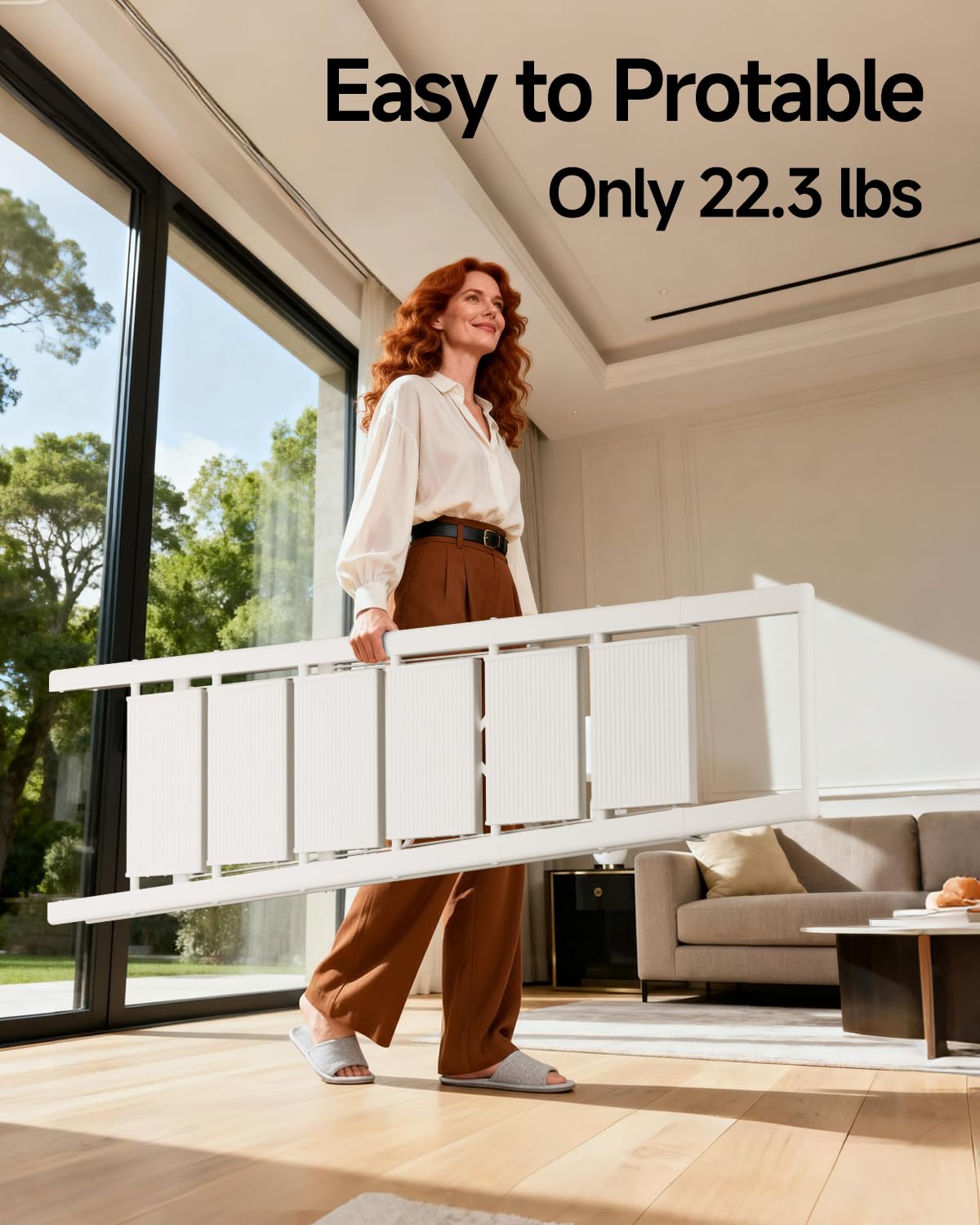 SOLADDER 6 Step Ladder with Handrails, Anti-Slip and Foldable Step Stool with Widen Pedals, Portable Stepladders for Home, Kitchen and Indoor, Space Saving -300lbs (White)