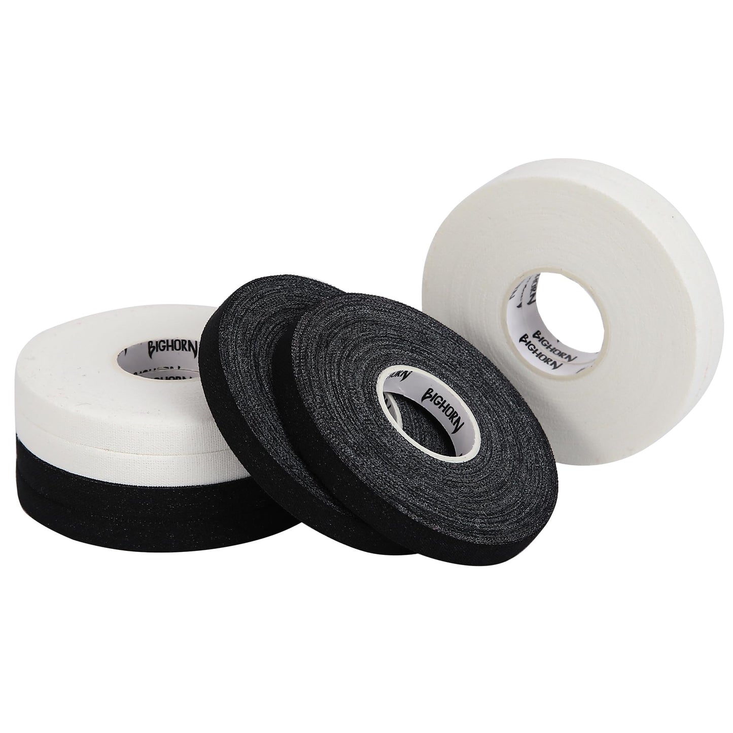 Bighorn Athletics Jiu Jitsu Finger Tape, 0.3-Inch x 45-feet, 8-Rolls | Residue-Free, Zinc Oxide Adhesive | Athletic Sports Tape for BJJ, Wrestling, Climbing, Volleyball, Hands & Toes | Black & White