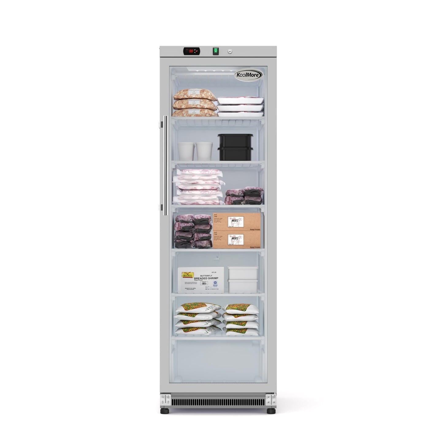 KoolMore 12 Cu. ft. Commercial Freezer with Glass Door in Stainless Steel - Manual Defrost (KM-FMD12SGD)