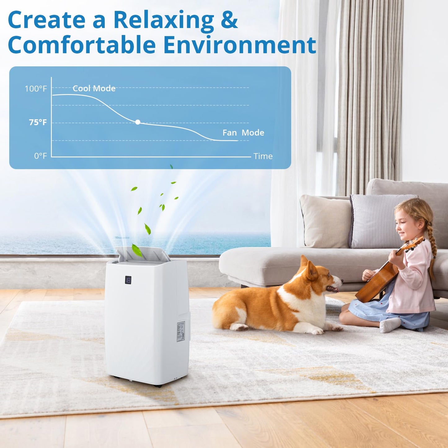 Portable Air Conditioners, 14000 BTU Portable AC, Cools up to 750 Sq. Ft 3-in-1 Mobile AC for Room with Dehumidifier Fan Sleep Mode, 24H Timer, Remote Control, and Window Installation Kit Included