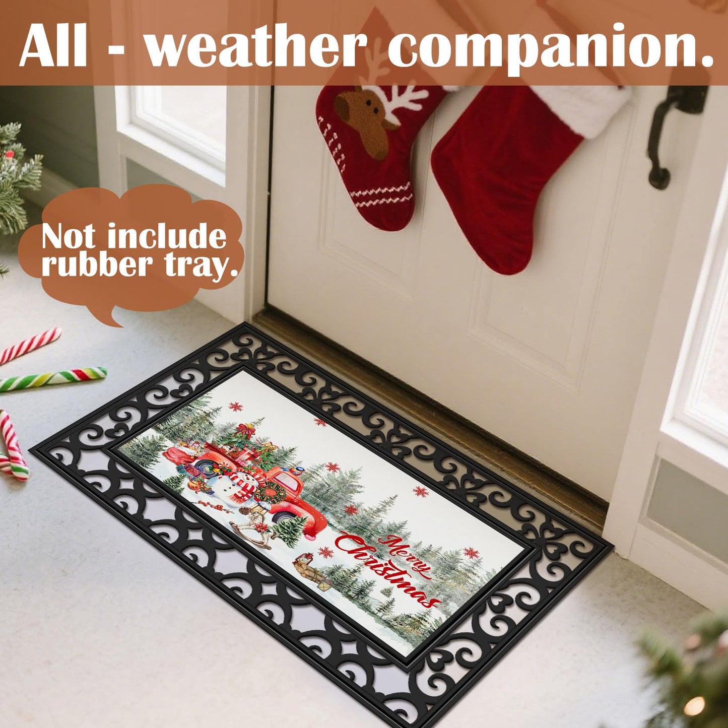 Nuanchu Seasonal Door Mat Interchangeable Doormat Inserts Entrance Welcome Mats 22 x 10 Inches Non Slip Mats Gifts for Front Door 4th of July Summer Decoration (No Frame)(Vivid)
