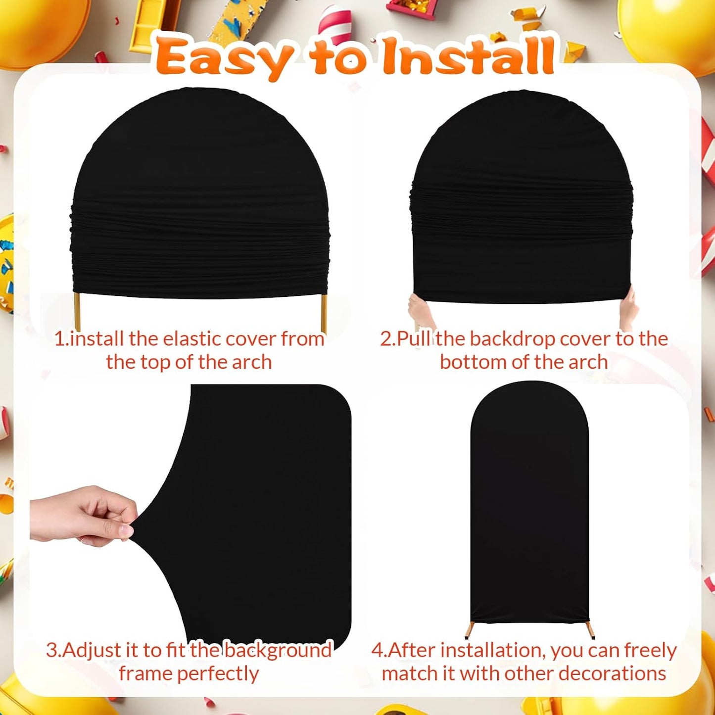 RimCereal Set 3 4ft, 5ft, 6ft(Classic) Construction Birthday Party Arch Cover of Construction Arch Backdrop Spandex